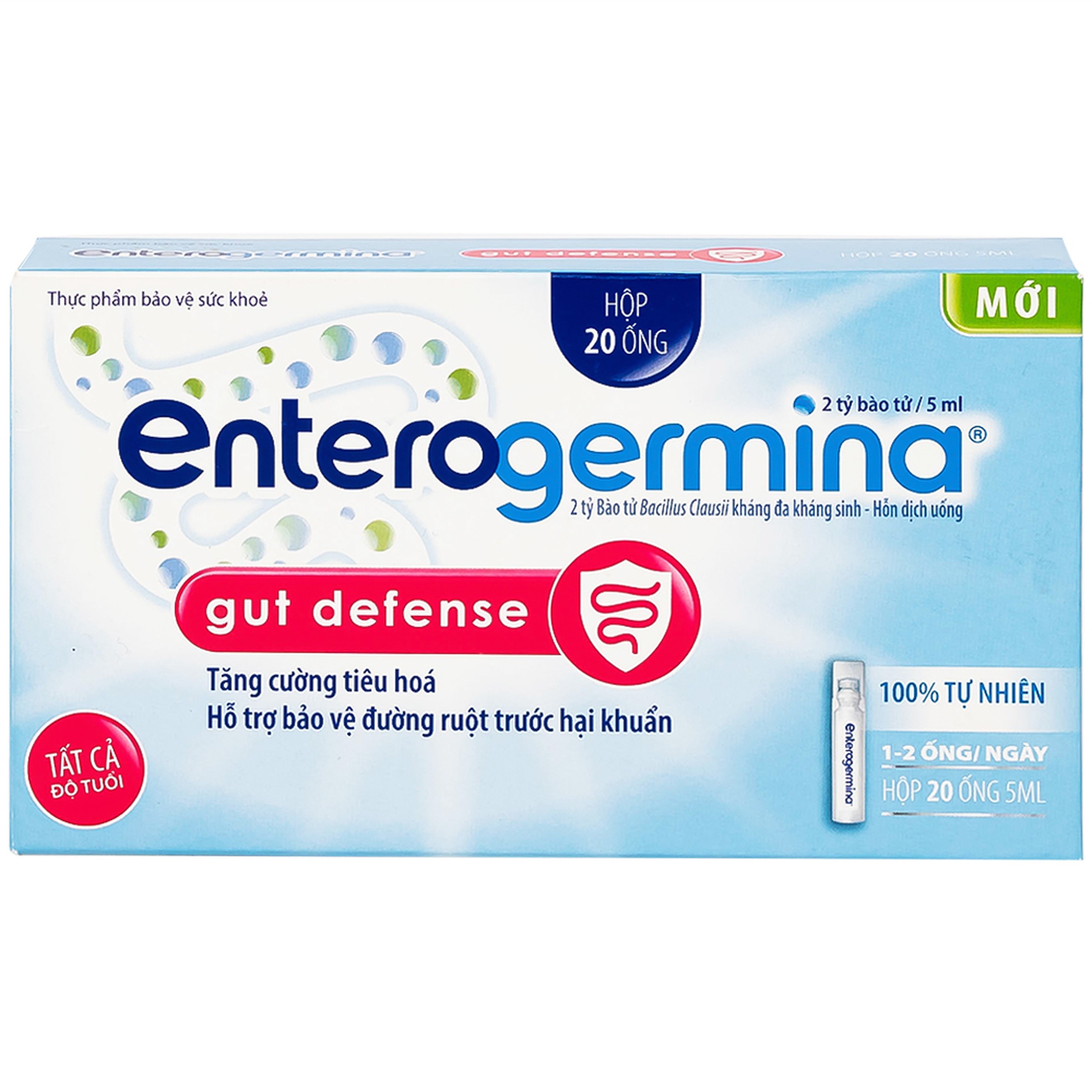 Hỗn dịch uống men vi sinh Enterogermina Gut Defense Sanofi tăng cường tiêu hóa, hỗ trợ bảo vệ đường ruột