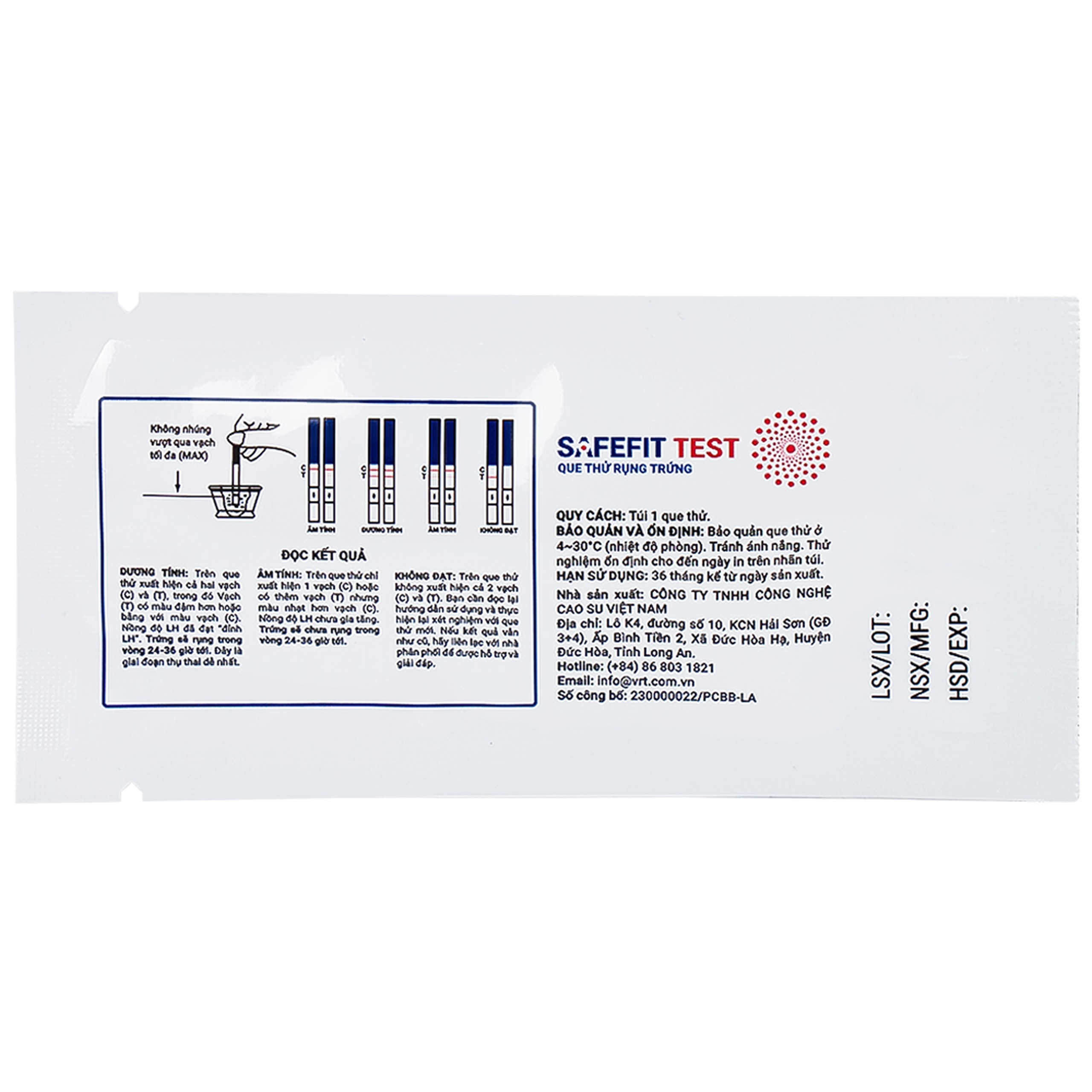 Que thử rụng trứng Safefit test (7 cái) dùng xác định ngày rụng trứng nhanh chóng, đơn giản