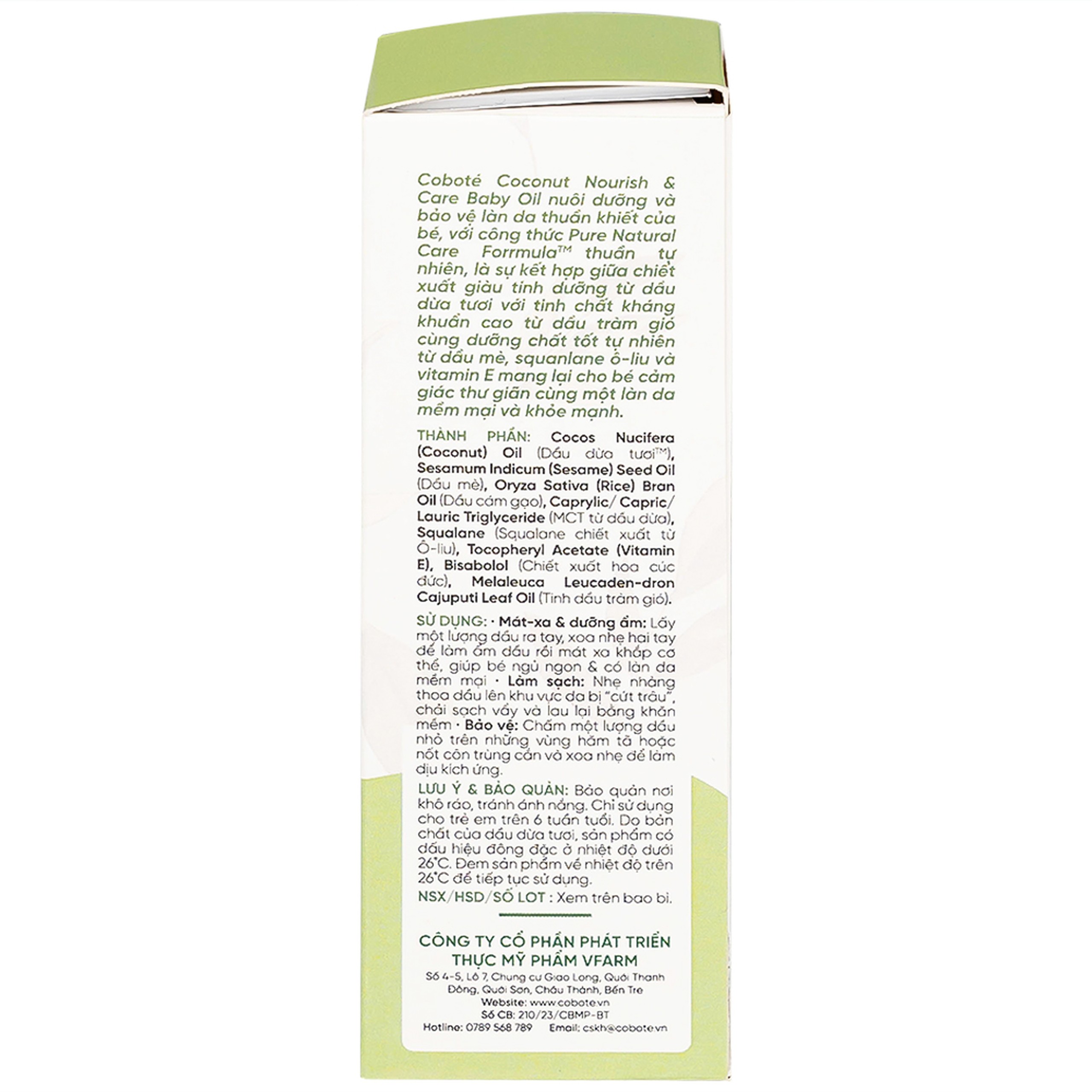 Dầu massage cho bé Nourish & Care Baby Oil Cobote dưỡng ẩm, làm dịu vết côn trùng cắn (50ml)