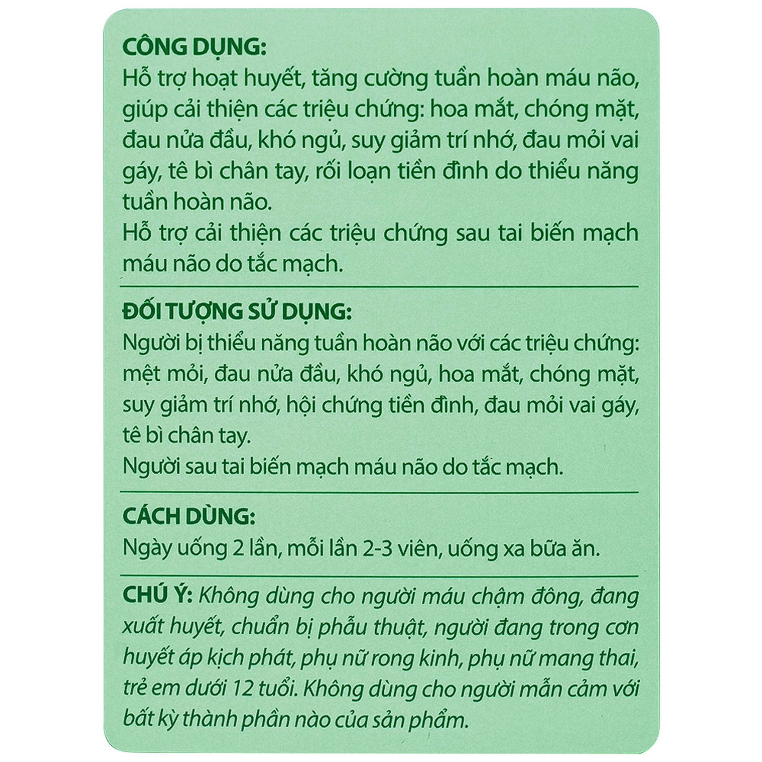 Viên Tuần Hoàn Não Migrin Plus CVI hỗ trợ hoạt huyết, tăng cường tuần hoàn máu não (6 Vỉ x 10 Viên)