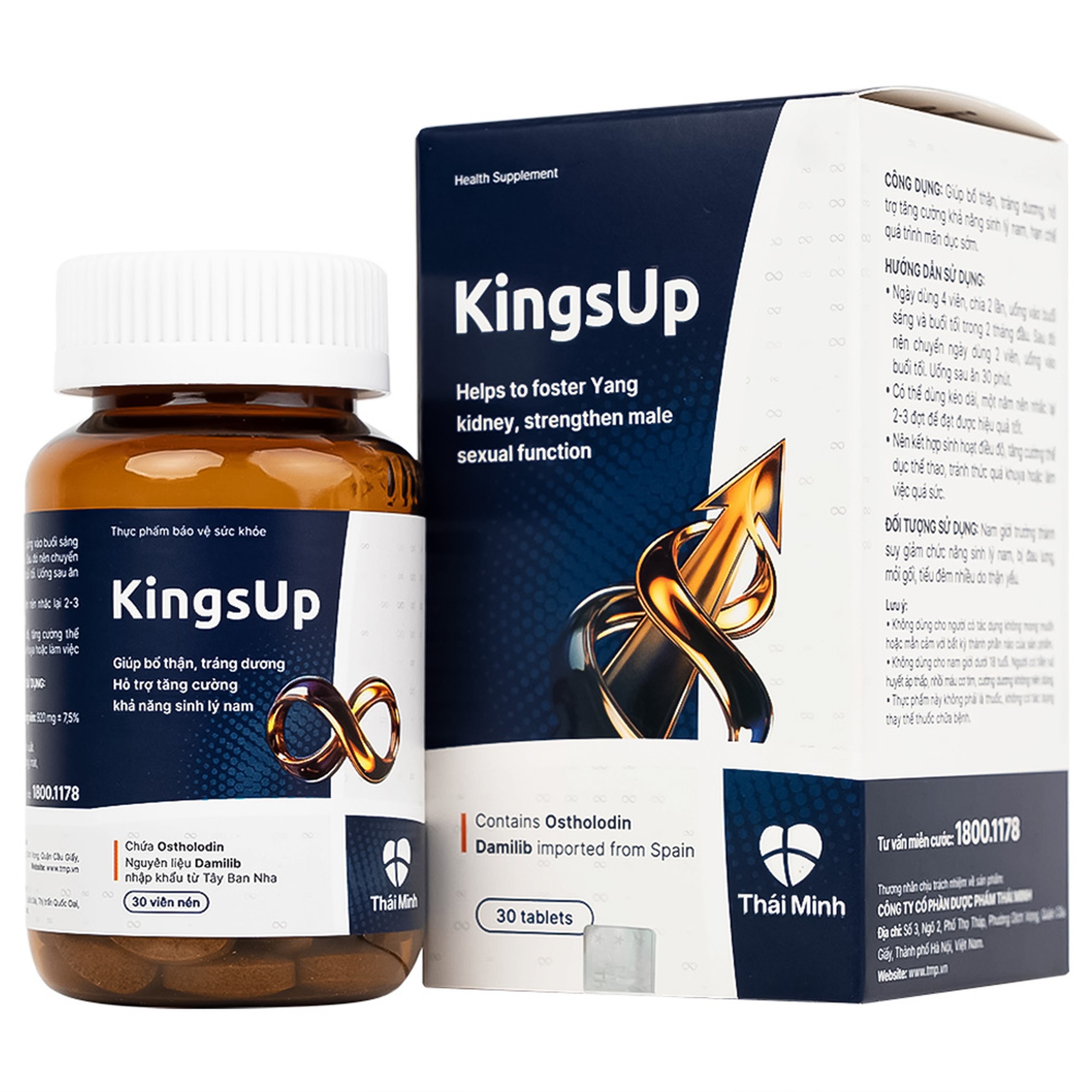 Viên uống KingsUp Thái Minh bổ thận, tráng dương, hỗ trợ tăng cường khả năng sinh lý nam (30 viên) 