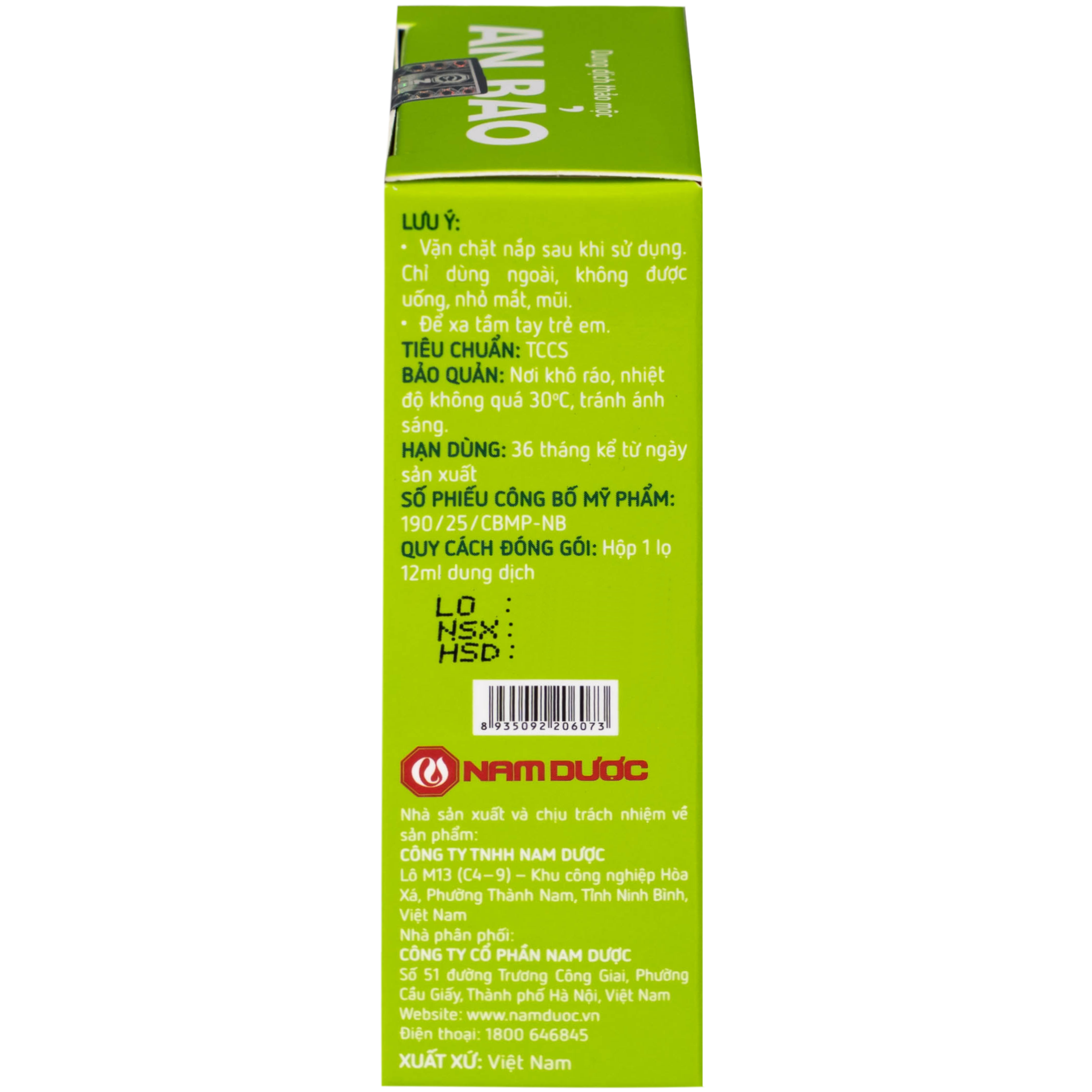 Gel bôi da An Bảo Nam Dược giảm ngứa, dịu nhẹ cho bé (12ml)