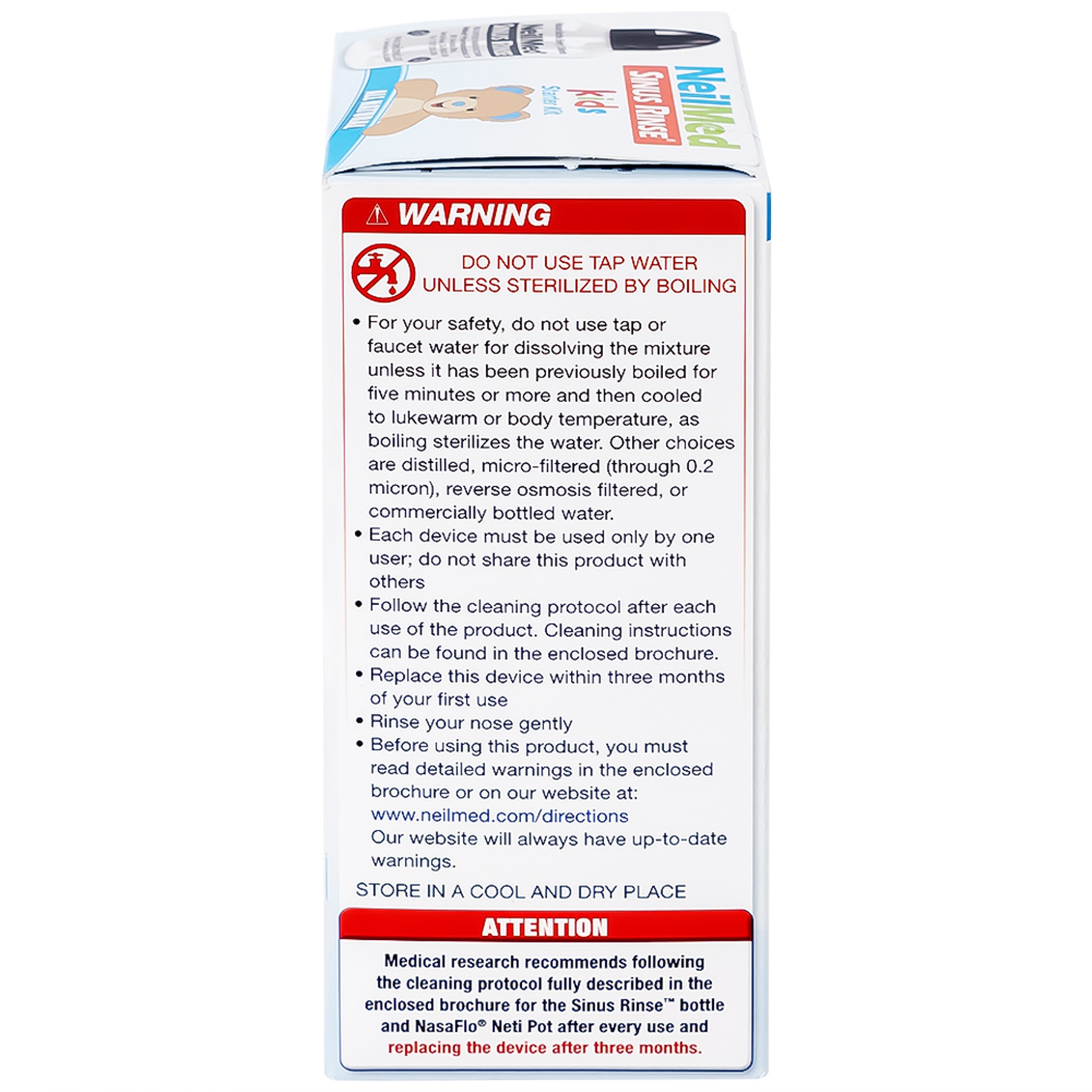 Bộ rửa mũi trẻ em Neilmed Pediatric Starter kit (1 bình + 30 gói) dùng cho trẻ từ 4 đến 10 tuổi