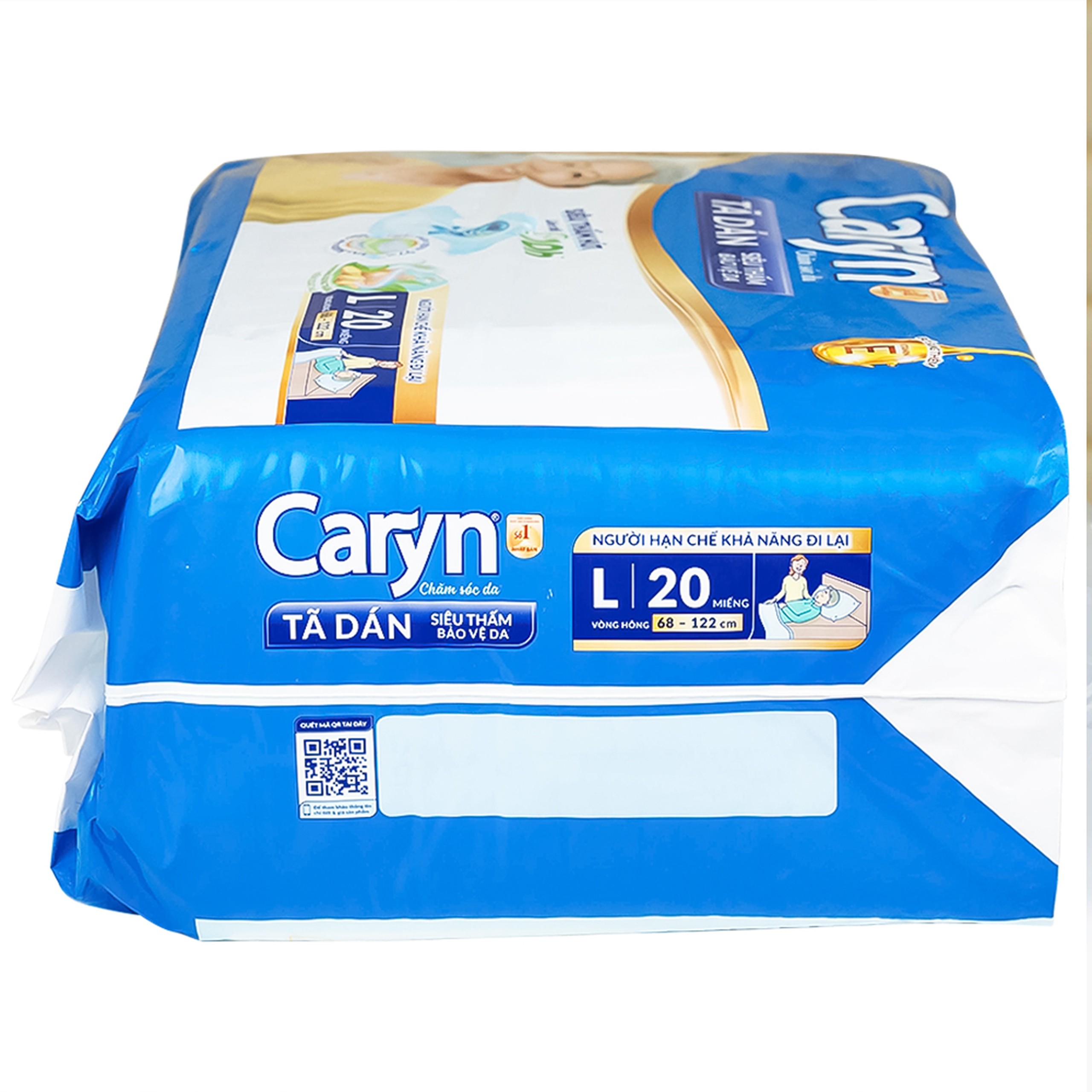 Tã dán người lớn Caryn siêu thấm size L20, vòng hông 68 x 122cm (20 miếng)