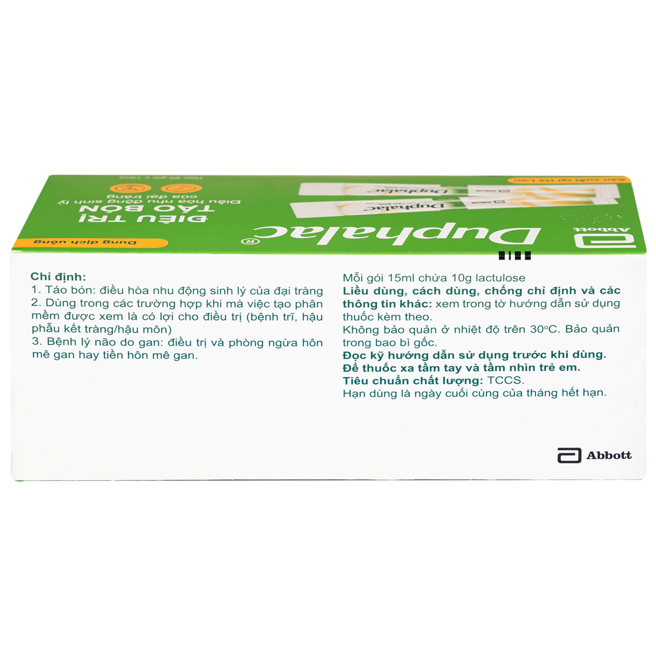 Thuốc Duphalac Abbott điều trị táo bón, điều hòa nhu động sinh lý của đại tràng (20 gói x 15ml)