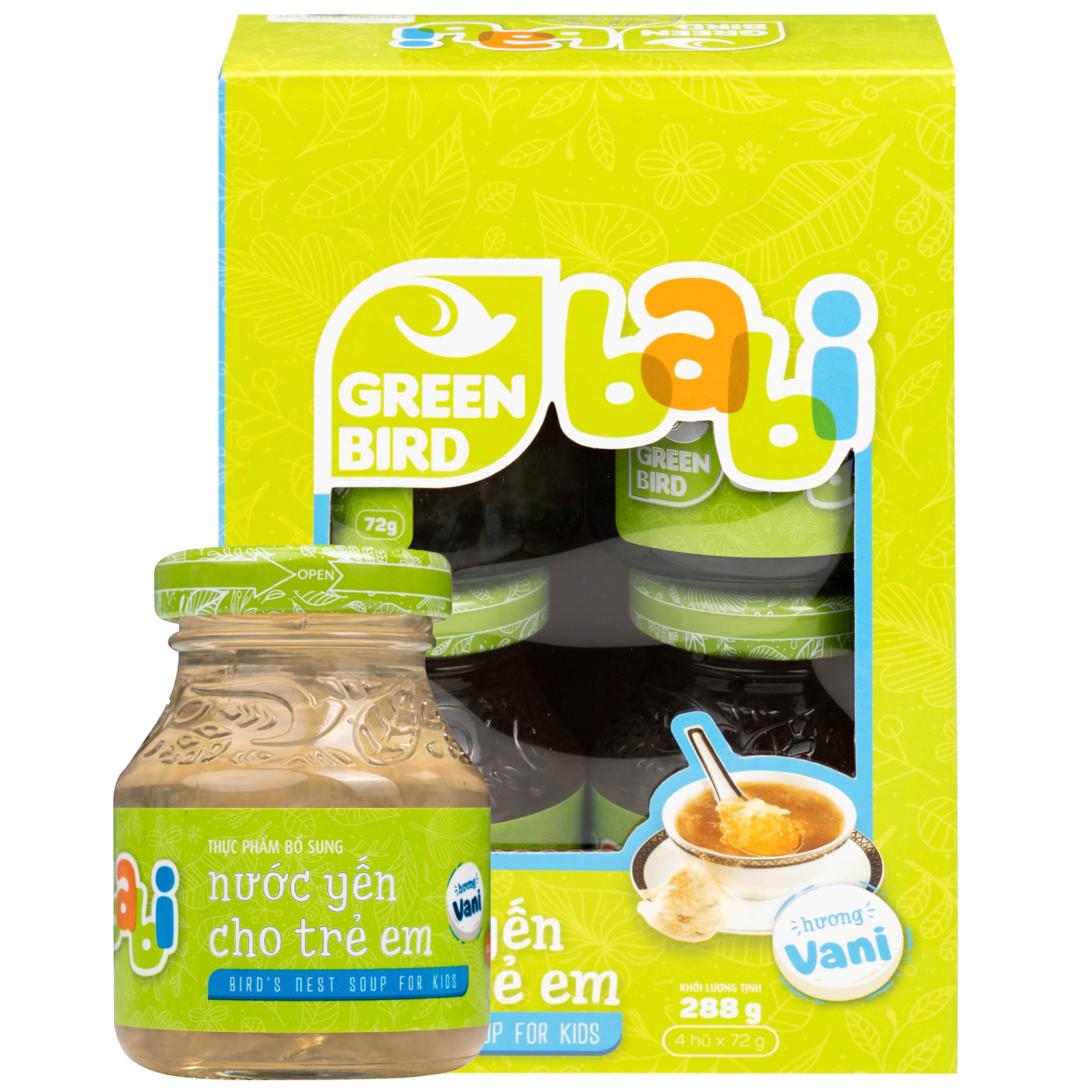 Nước Yến Sào Cho Trẻ Em Hương Vani Greenbabi (4 hũ x 72g)