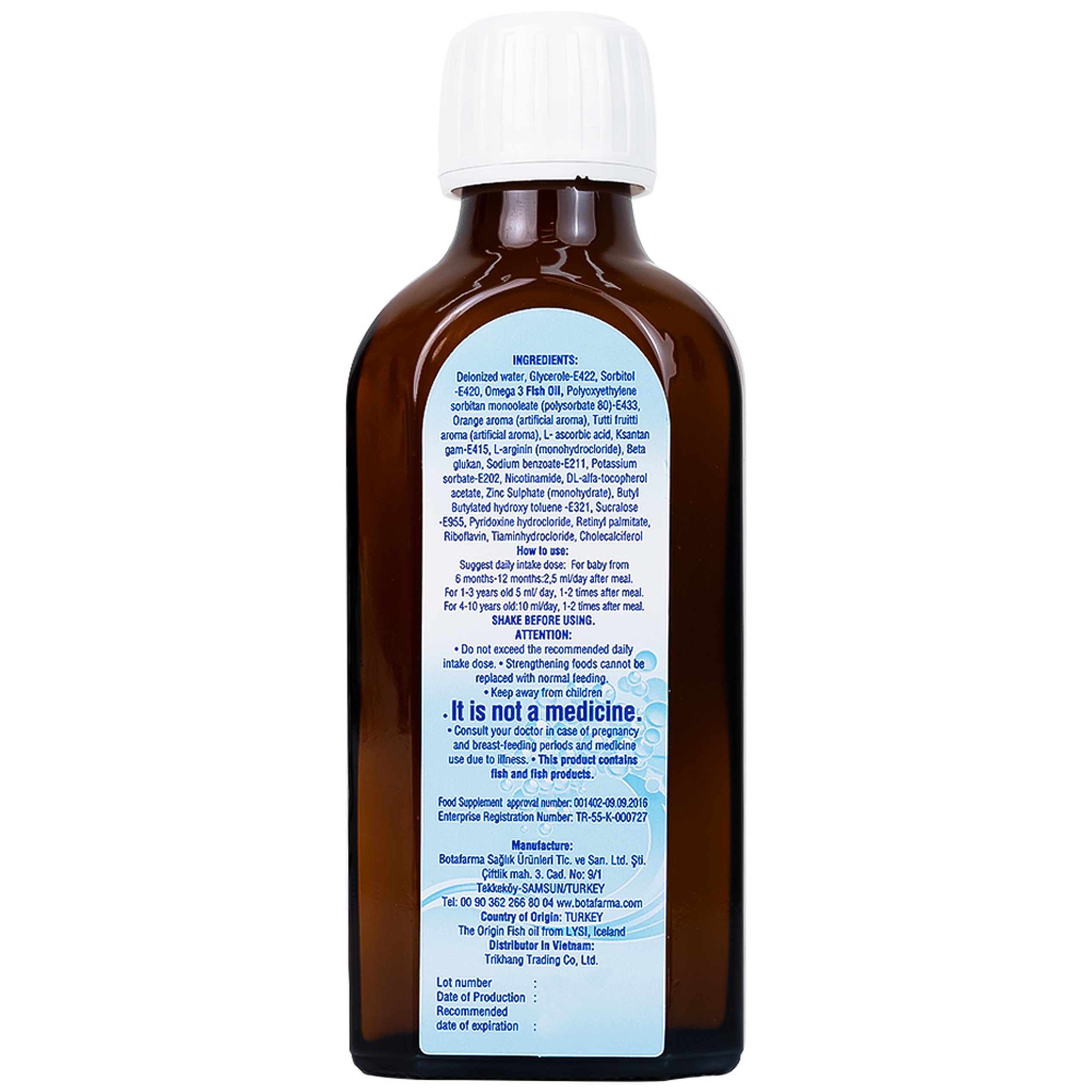 Siro Omega Vit Plus+ Botafarma hỗ trợ tăng khả năng chống oxy hóa, tốt cho não bộ và mắt (100ml)