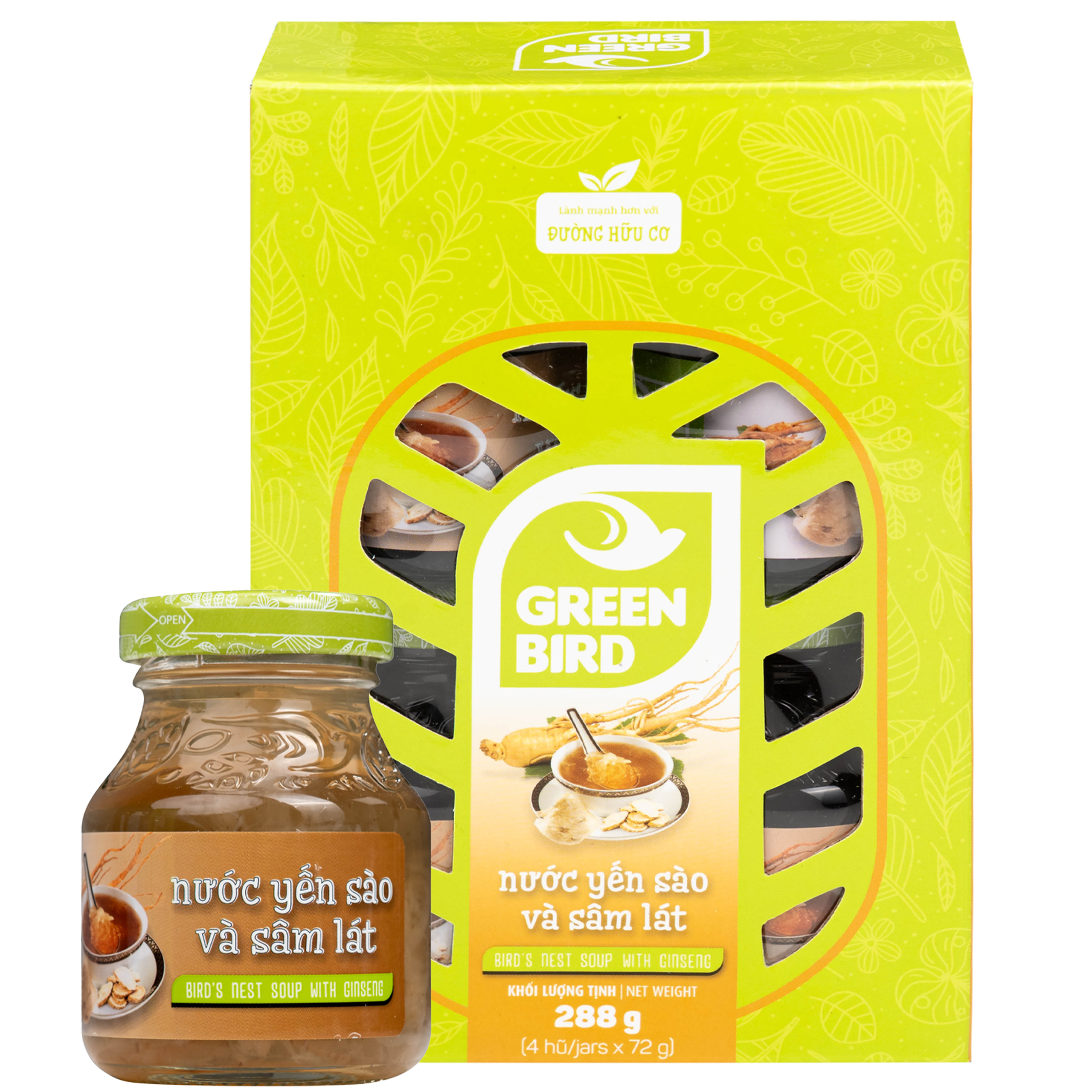 Nước Yến Sào Và Sâm Lát Greenbird (4 hũ x 72g)