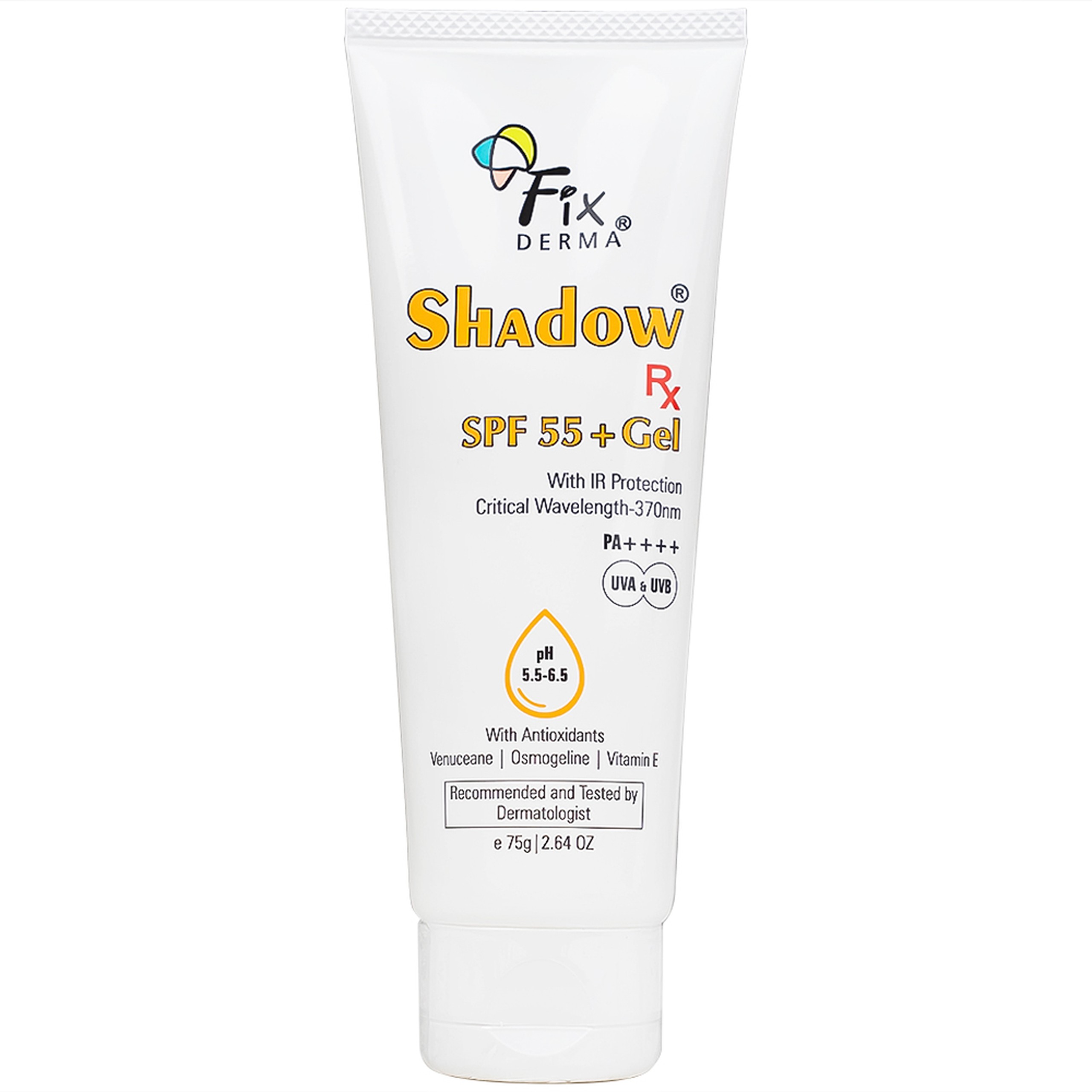 Gel chống nắng Fixderma Shadow SPF 55+ bảo vệ da khỏi tia UV, dưỡng ẩm (75g)