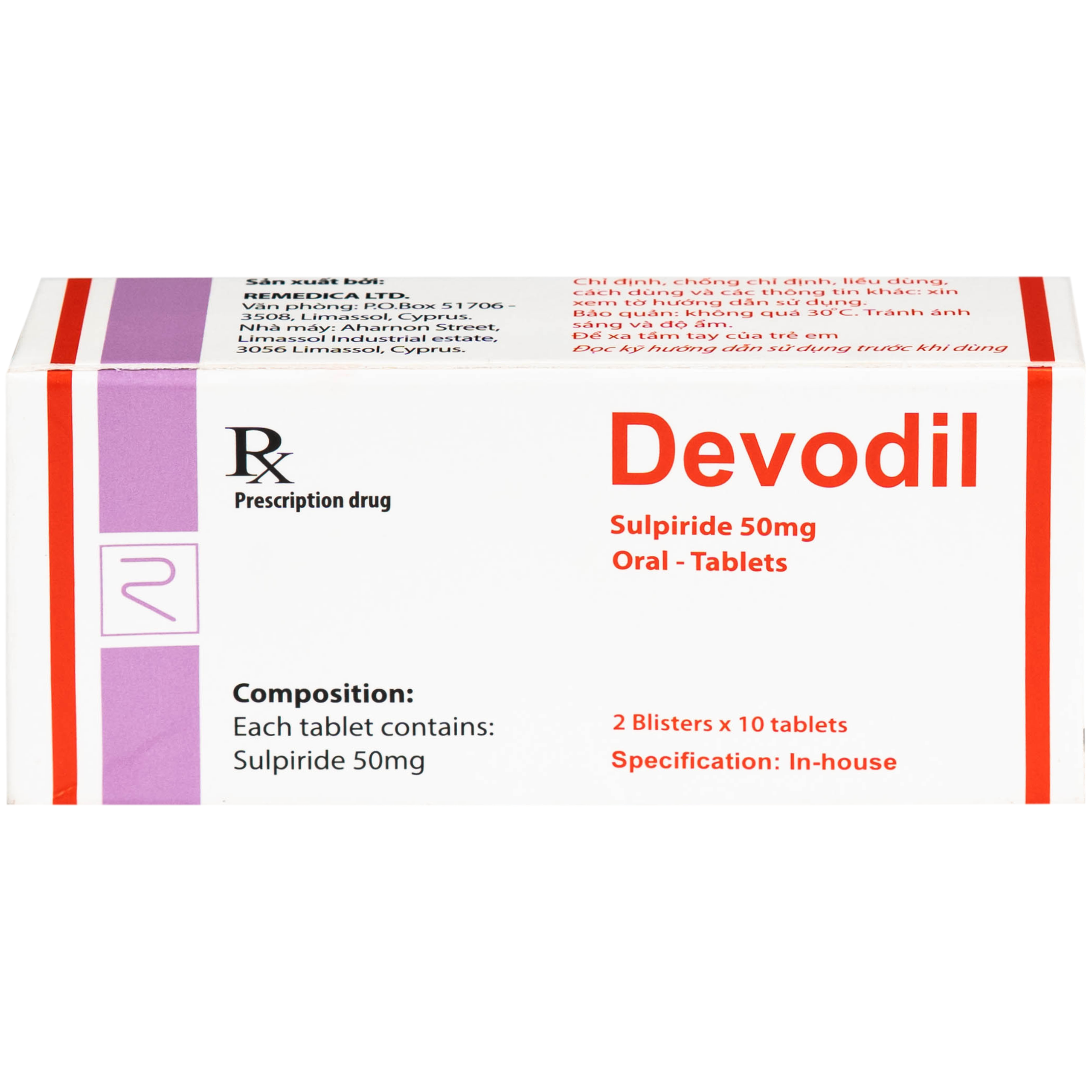 Thuốc Devodil Remedica điều trị ngắn hạn chứng lo âu, rối loạn hành vi nghiêm trọng (2 vỉ x 10 viên)