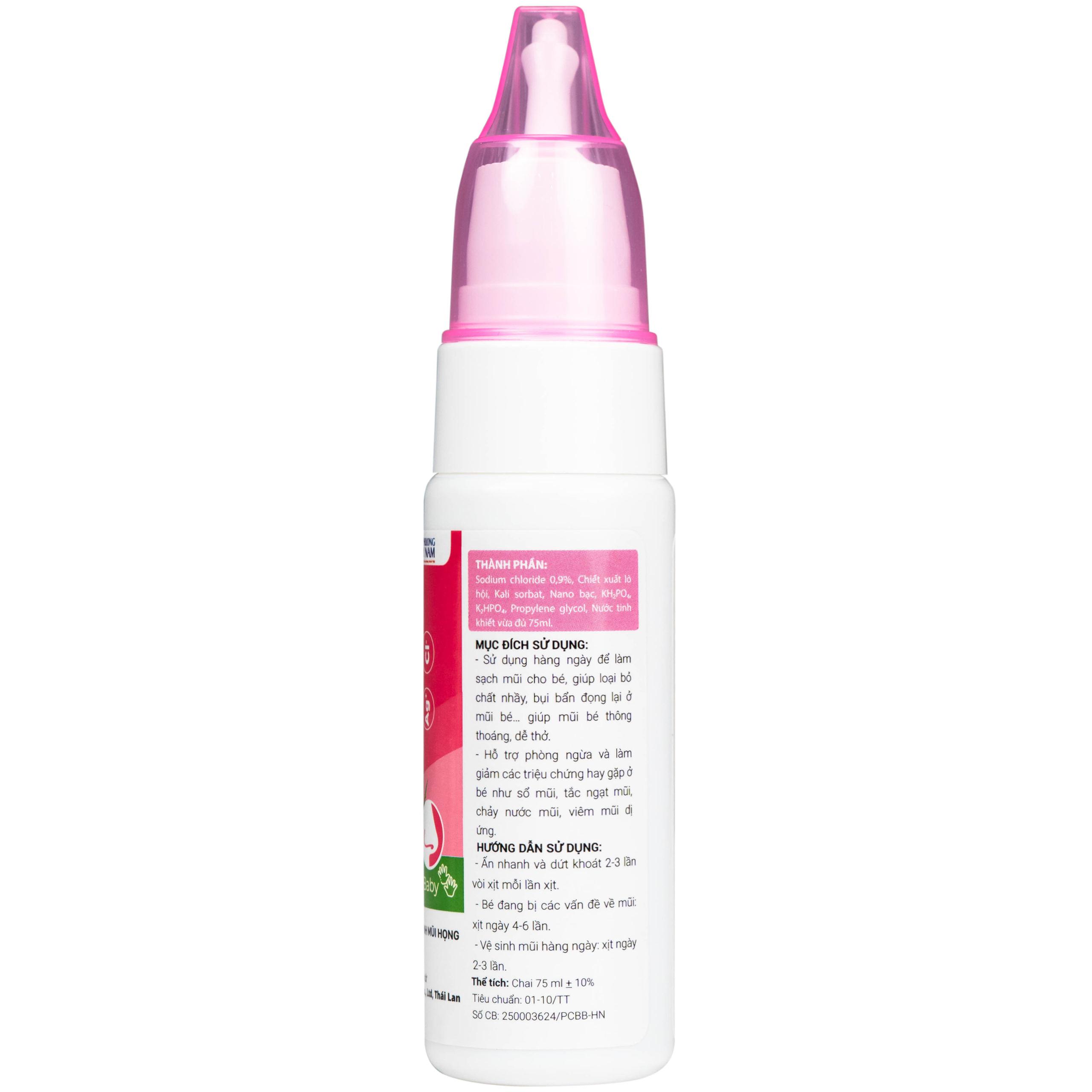 Xịt mũi muối biển Nano Sea Baby Spray trẻ em 75ml giúp làm sạch, ngừa sổ mũi