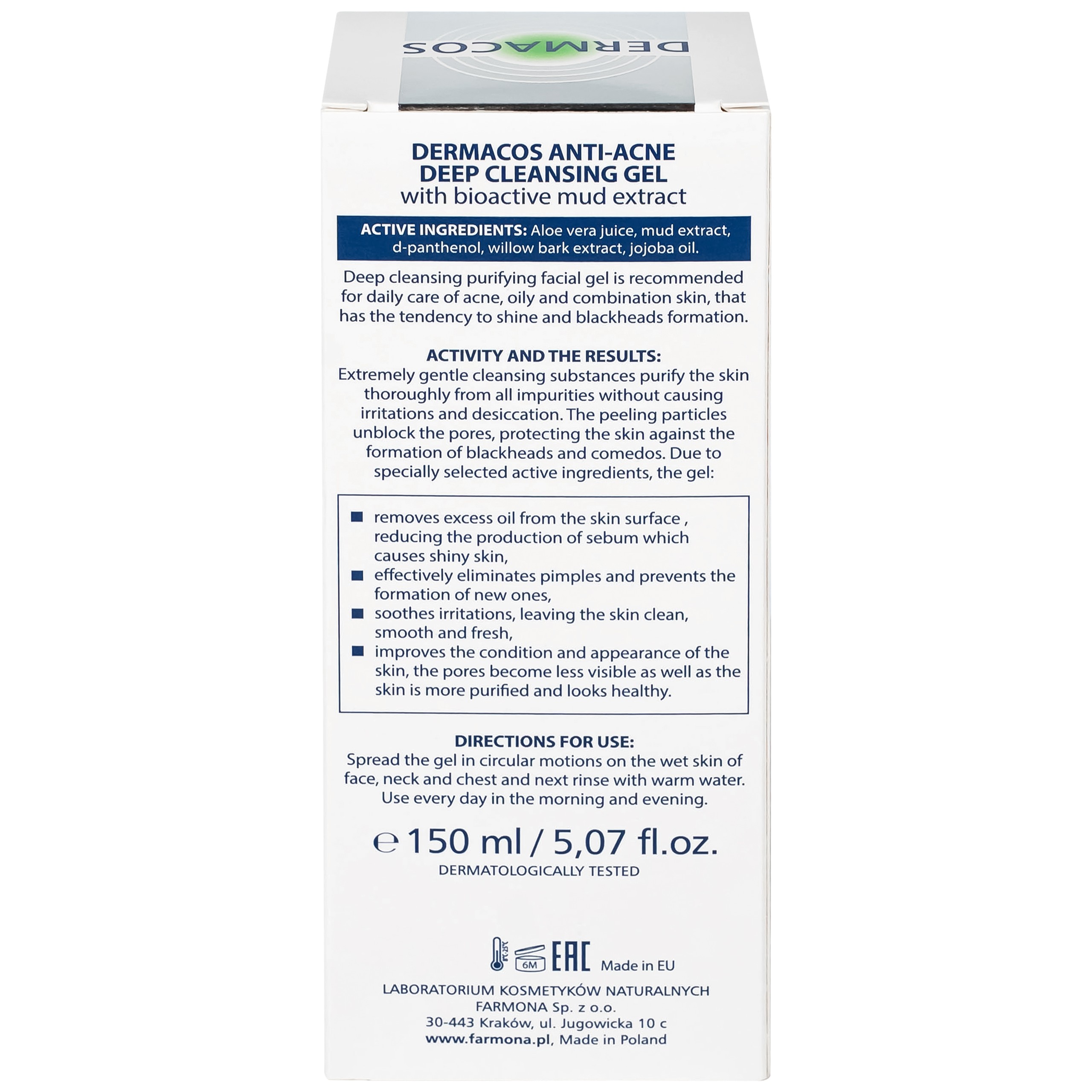 Gel rửa mặt ngừa mụn Dermacos Anti Acne Deep Cleansing150ml