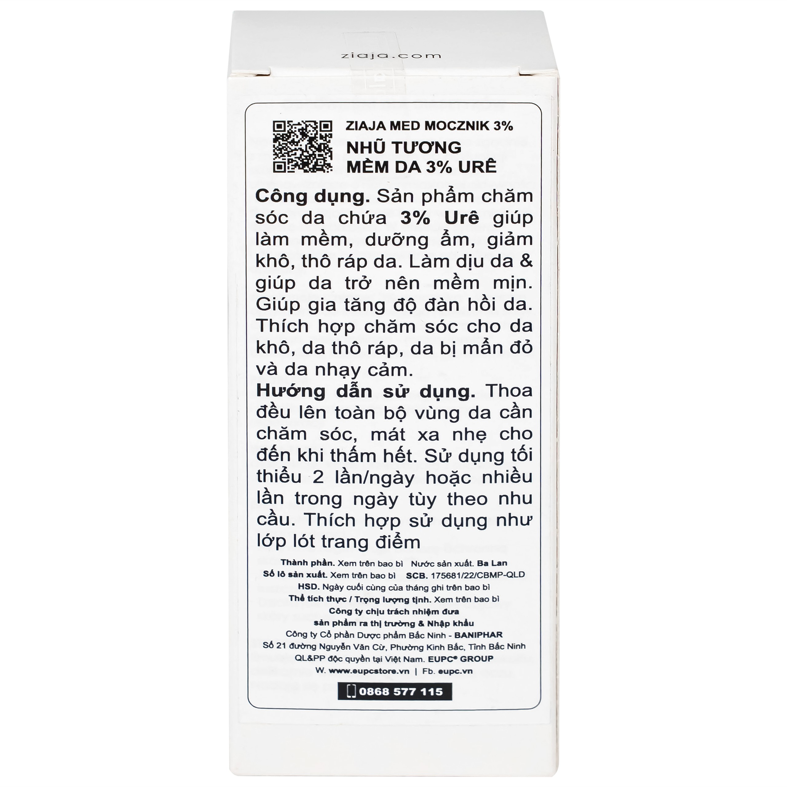 Nhũ tương bôi Ziaja Med 3% Urea mềm da, dưỡng ẩm (50ml)