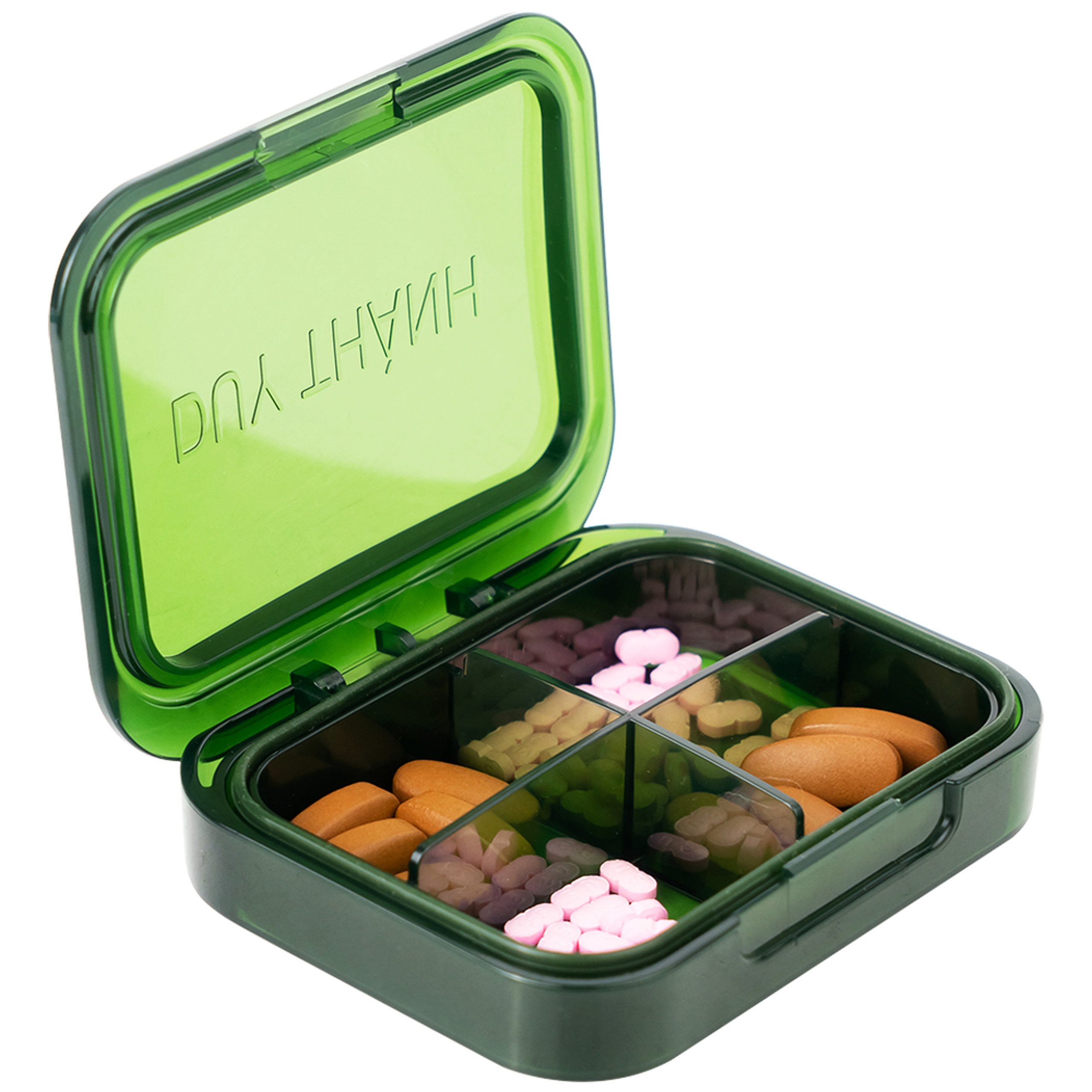 Hộp phân liều thuốc 4 ngăn A31 Duy Thành màu xanh