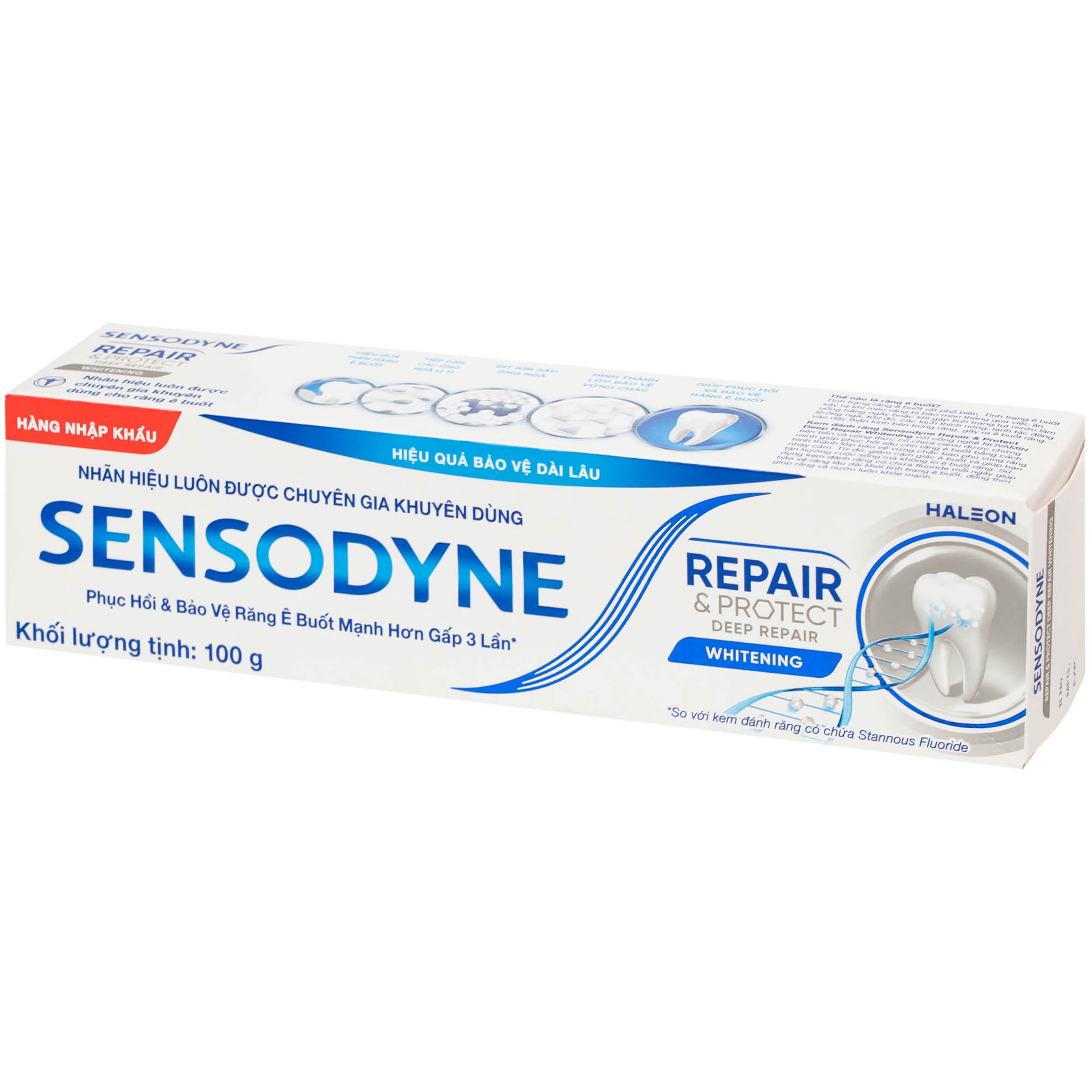 Kem đánh răng Sensodyne Repair And Protect Deep Repair Whitening giảm ê buốt răng, cơ chế phục hồi sâu (100g)