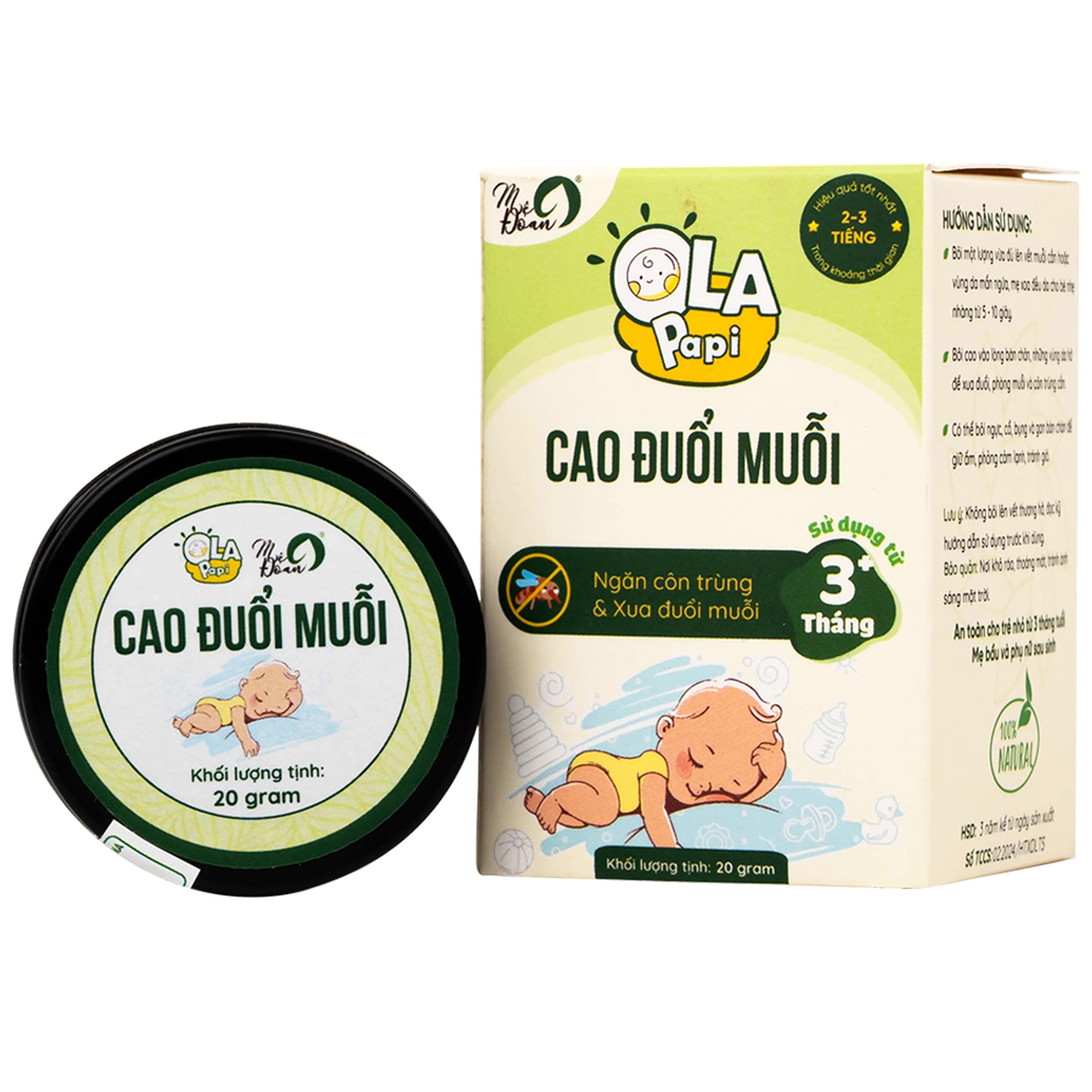 Cao Đuổi Muỗi Cho Bé, Giảm Sưng Tấy Do Côn Trùng Đốt Ola Papi (20g)