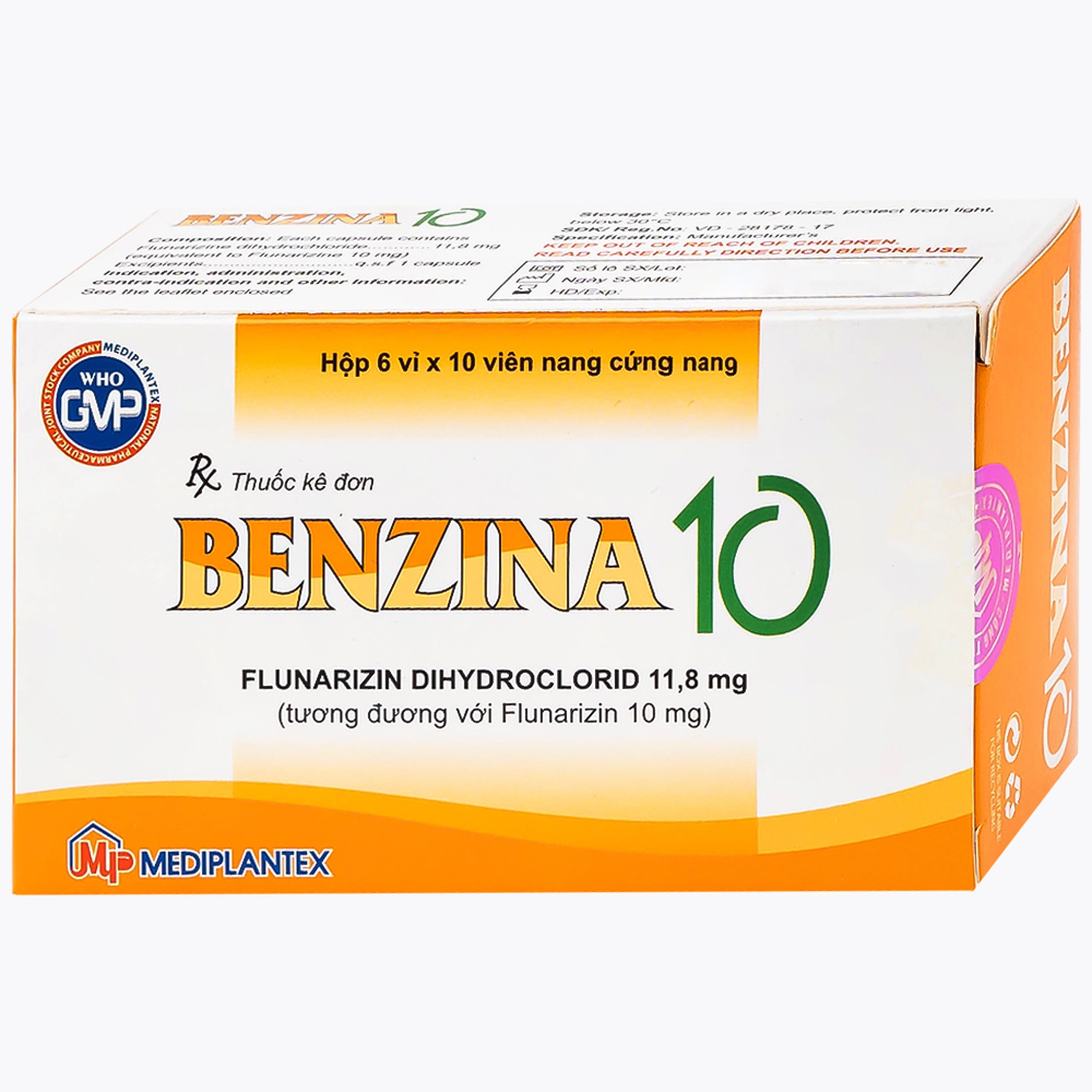 Thuốc Bezina 10 Mediplantex điều trị dự phòng cơn đau nửa đầu (6 vỉ x 10 viên)