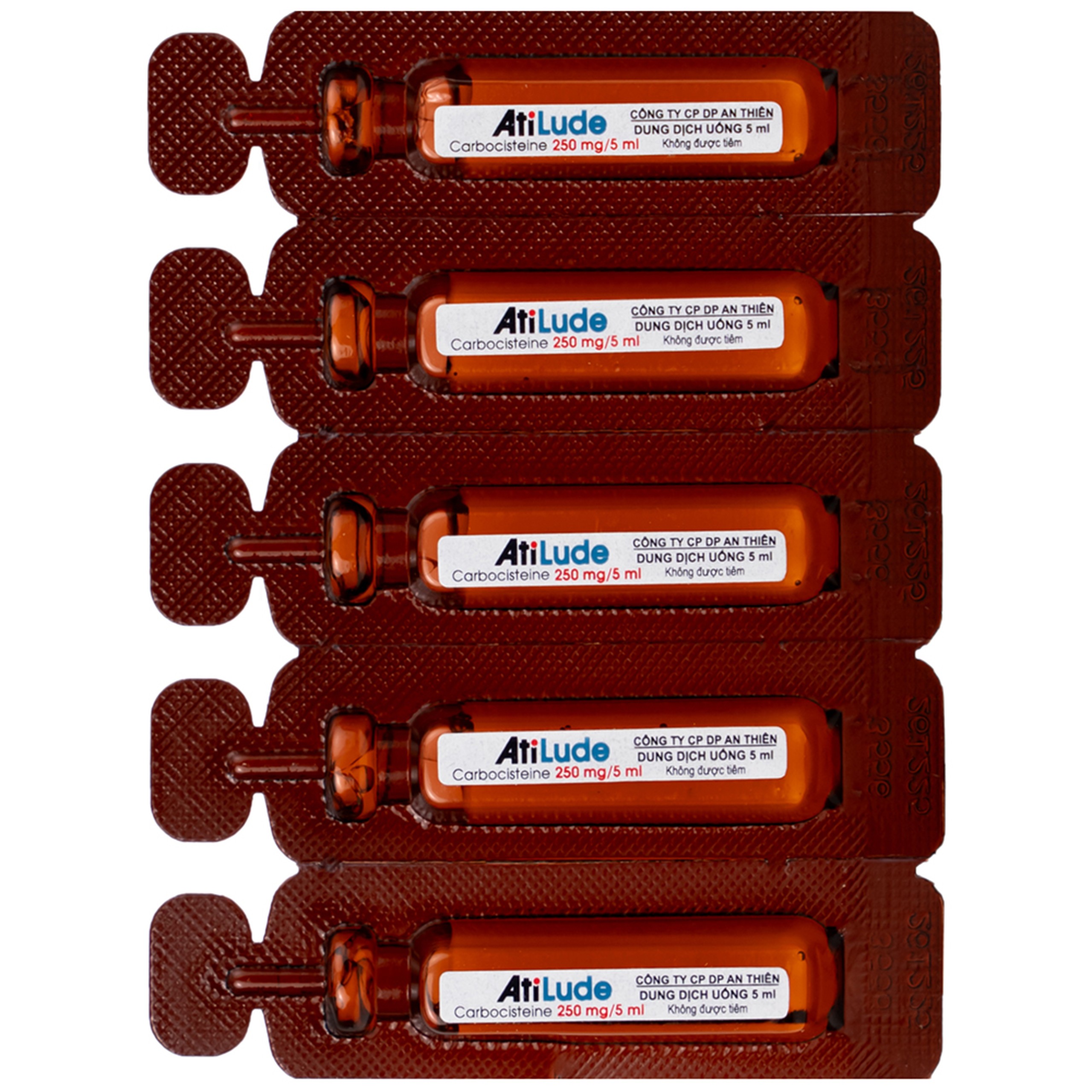 Dung dịch uống AtiLude 250mg/5ml An Thiên tiêu nhầy, rối loạn đường hô hấp (6 vỉ x 5 ống x 5ml)