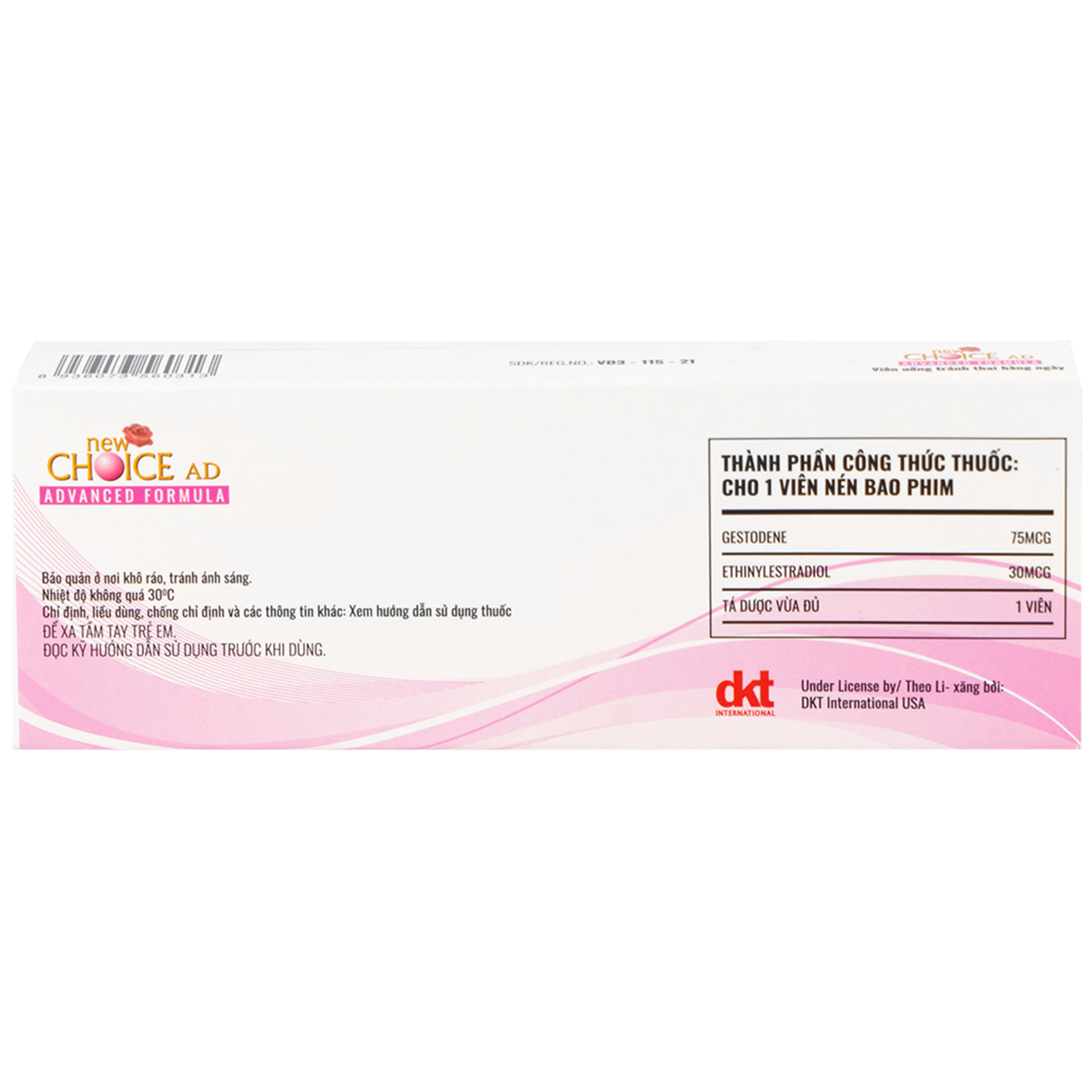 Thuốc tránh thai hàng ngày New Choice AD Advanced Formula Nam Hà (1 vỉ x 21 viên)