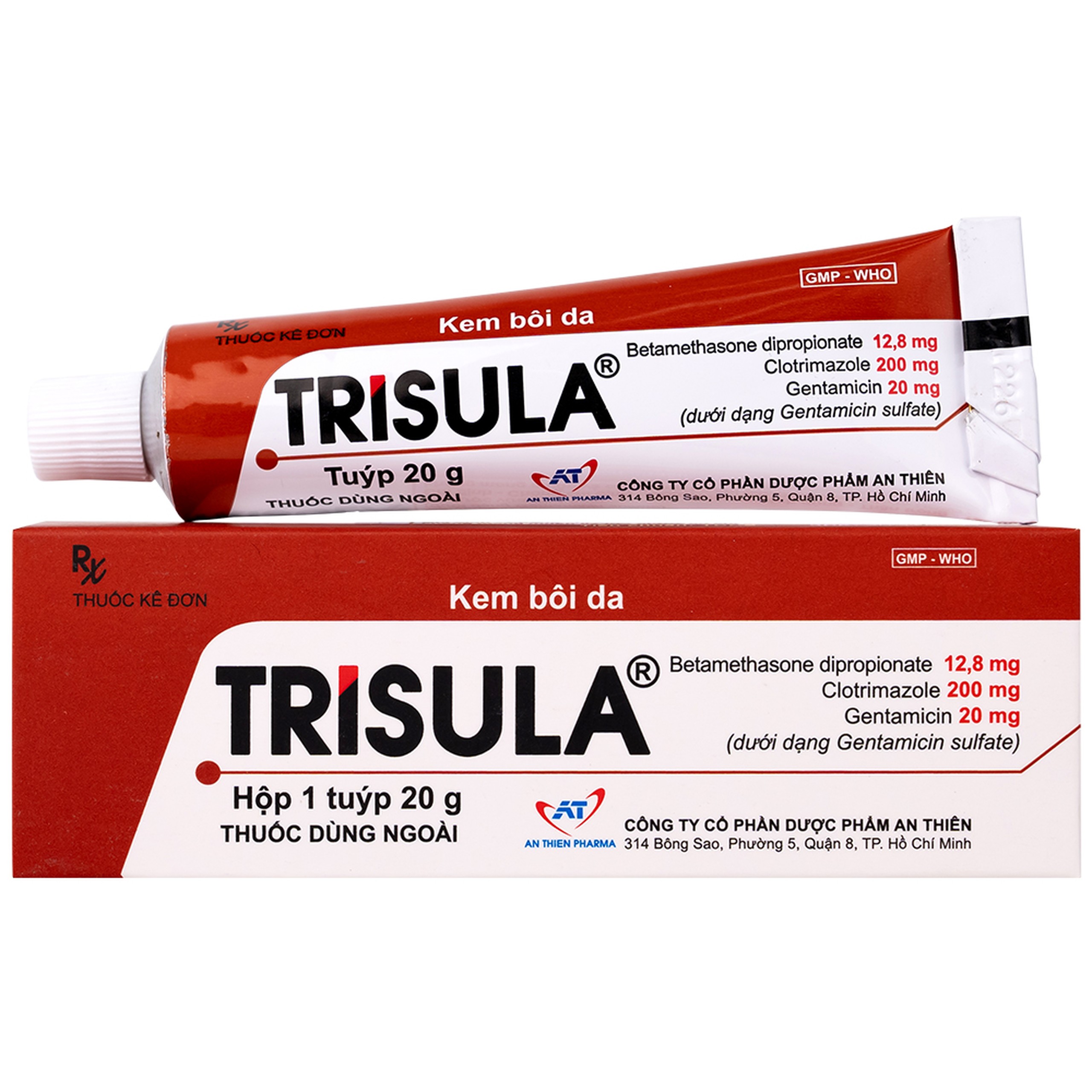 Kem bôi da Trisula 20g An Thiên Pharma điều trị các bệnh nhiễm khuẩn ngoài da 