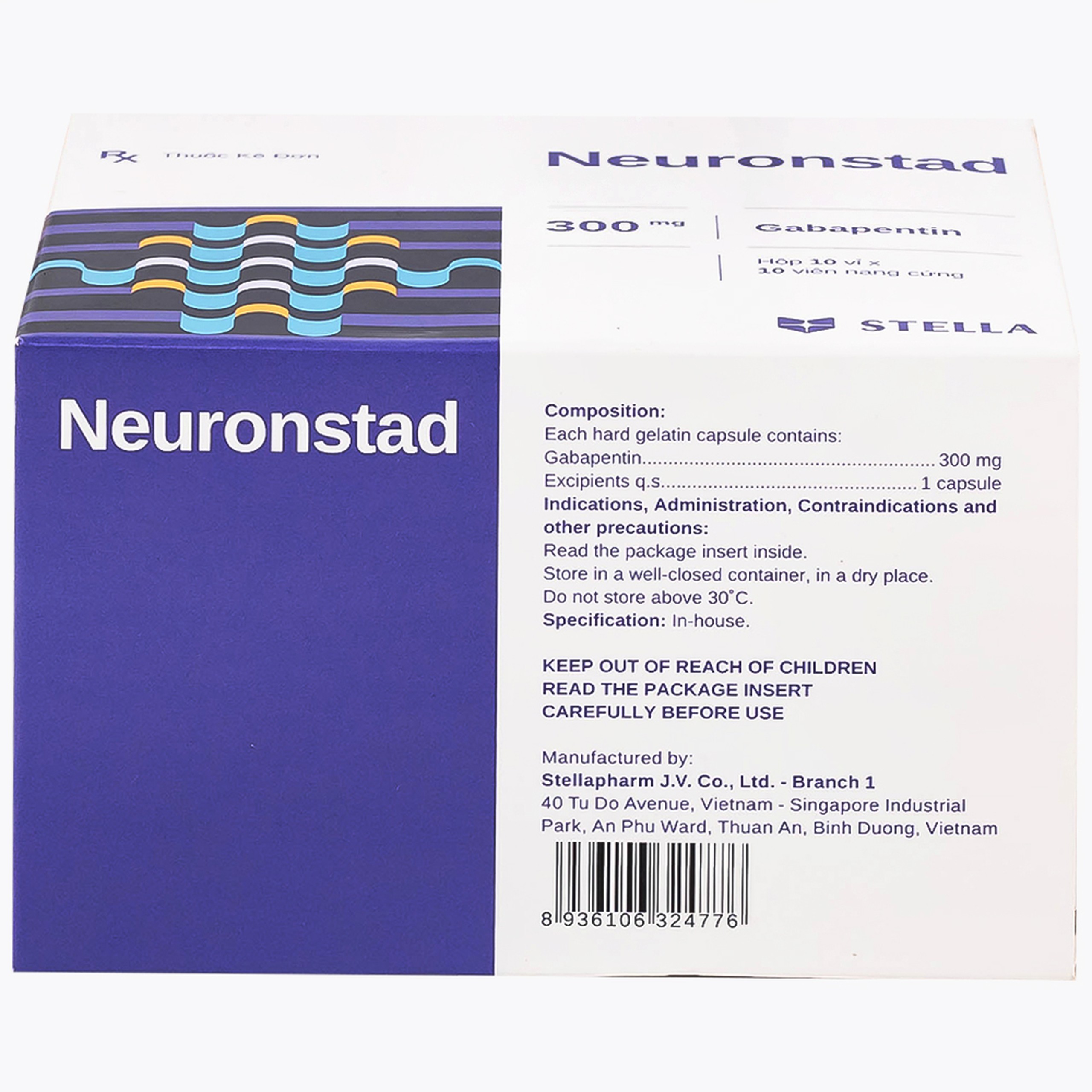 Thuốc Neuronstad 300mg Stella điều trị hỗ trợ động kinh cục bộ (10 vỉ x 10 viên)