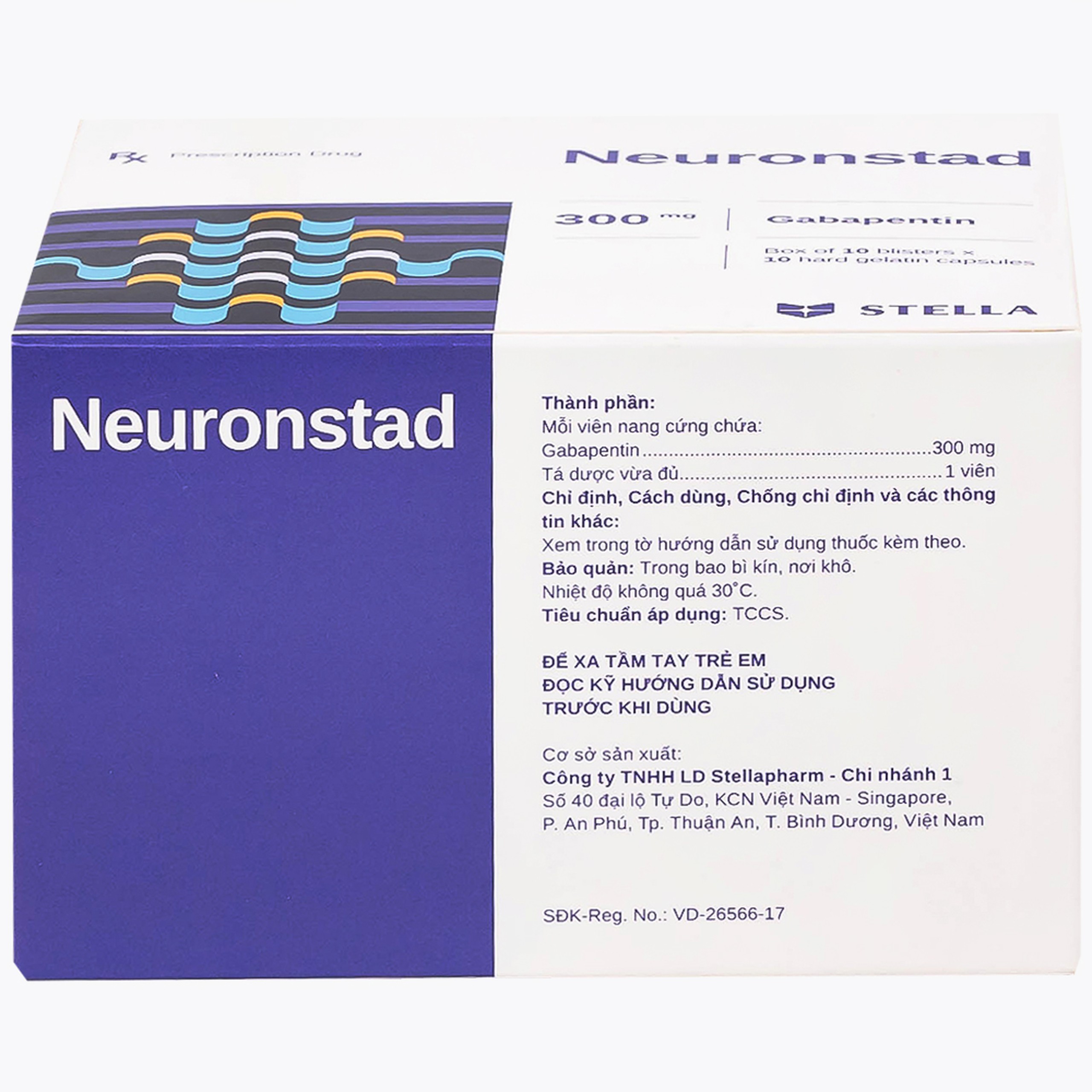 Thuốc Neuronstad 300mg Stella điều trị hỗ trợ động kinh cục bộ (10 vỉ x 10 viên)