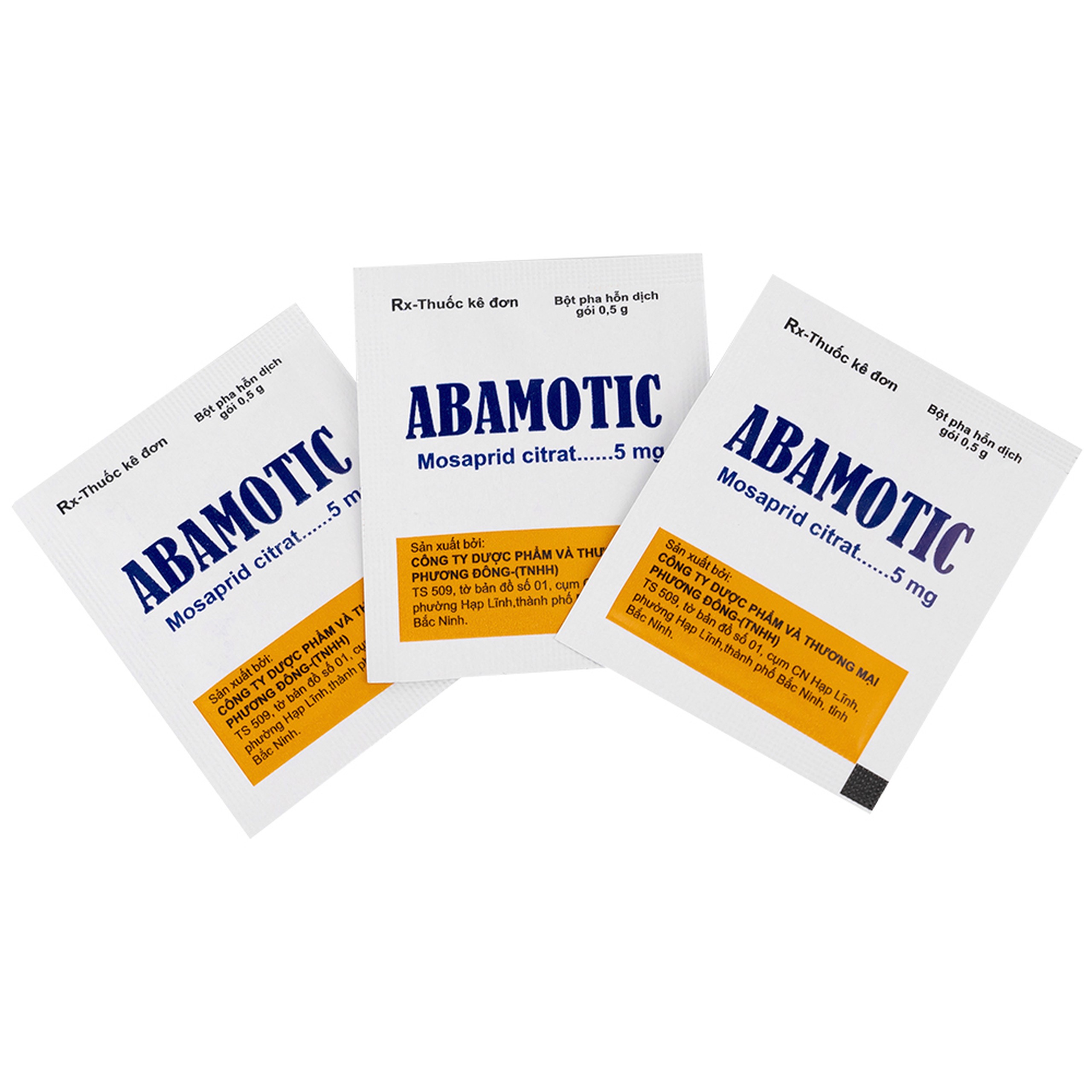 Bột pha uống Abamotic 5mg Phương Đông điều trị các triệu chứng tiêu hóa, viêm dạ dày (30 gói x 0,5g)