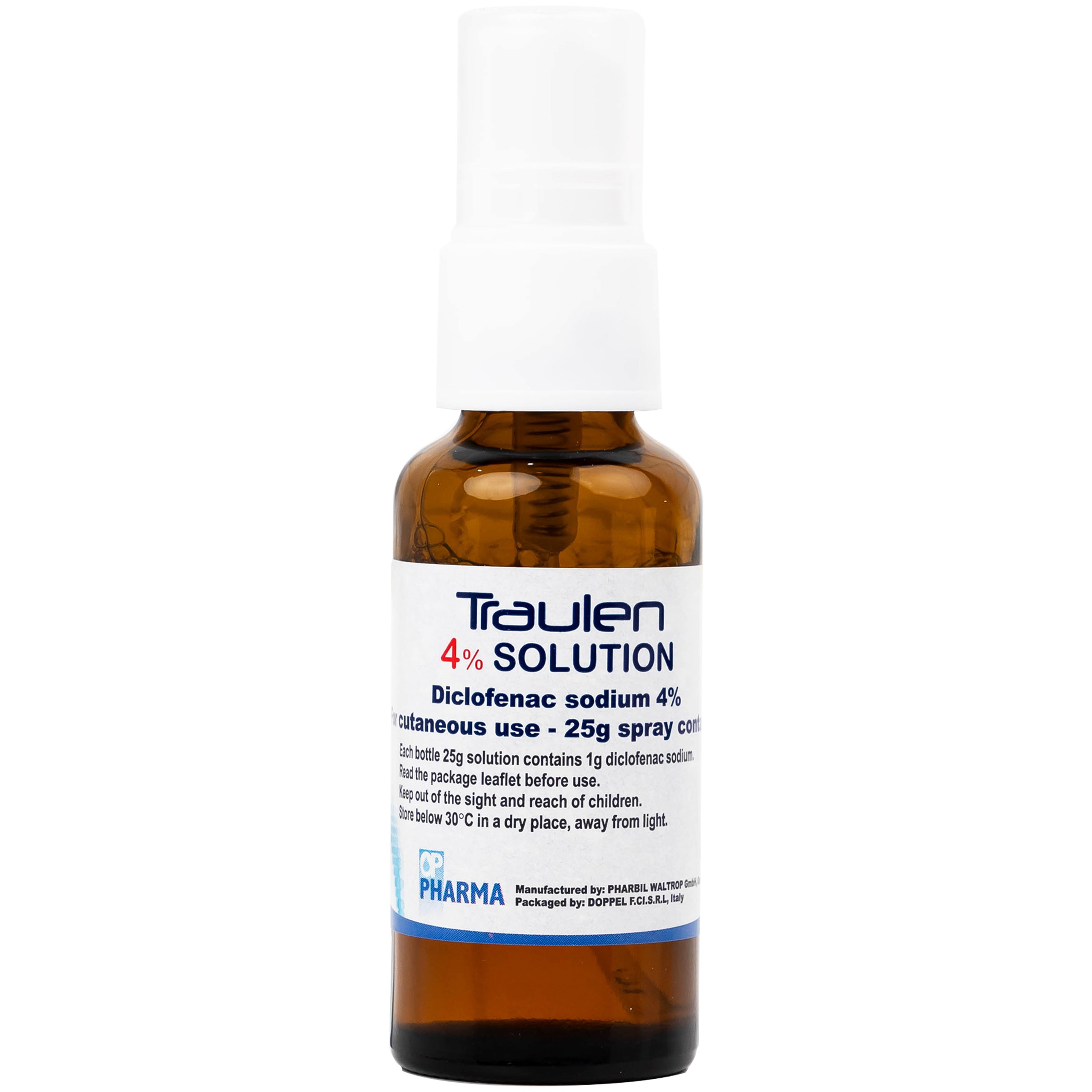 Thuốc giảm đau Traulen 4% OP Pharma dạng xịt hỗ trợ điều trị tại chỗ đau và viêm do thấp khớp (25g)