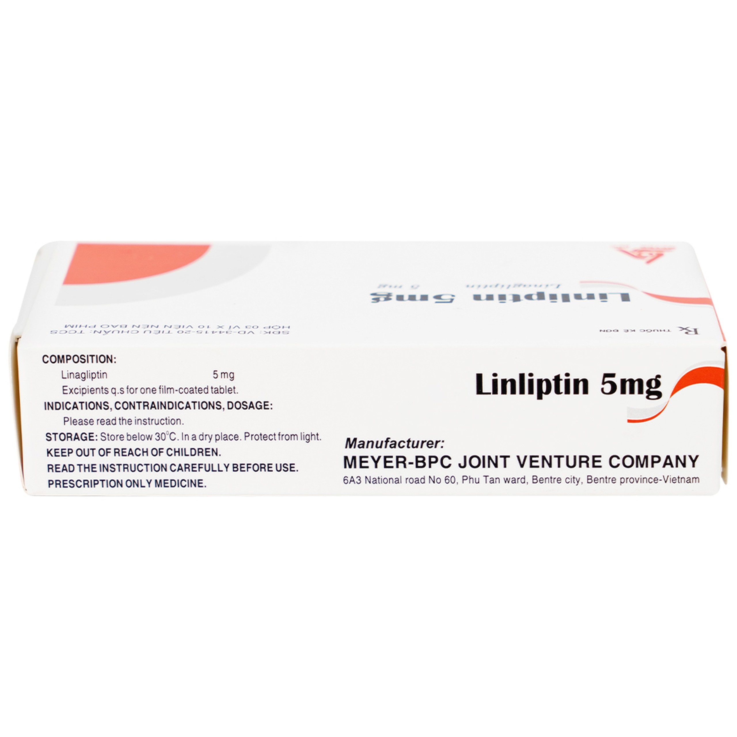 Thuốc Linliptin 5mg Meyer - BPC điều trị đái tháo đường típ 2 (3 vỉ x 10 viên)