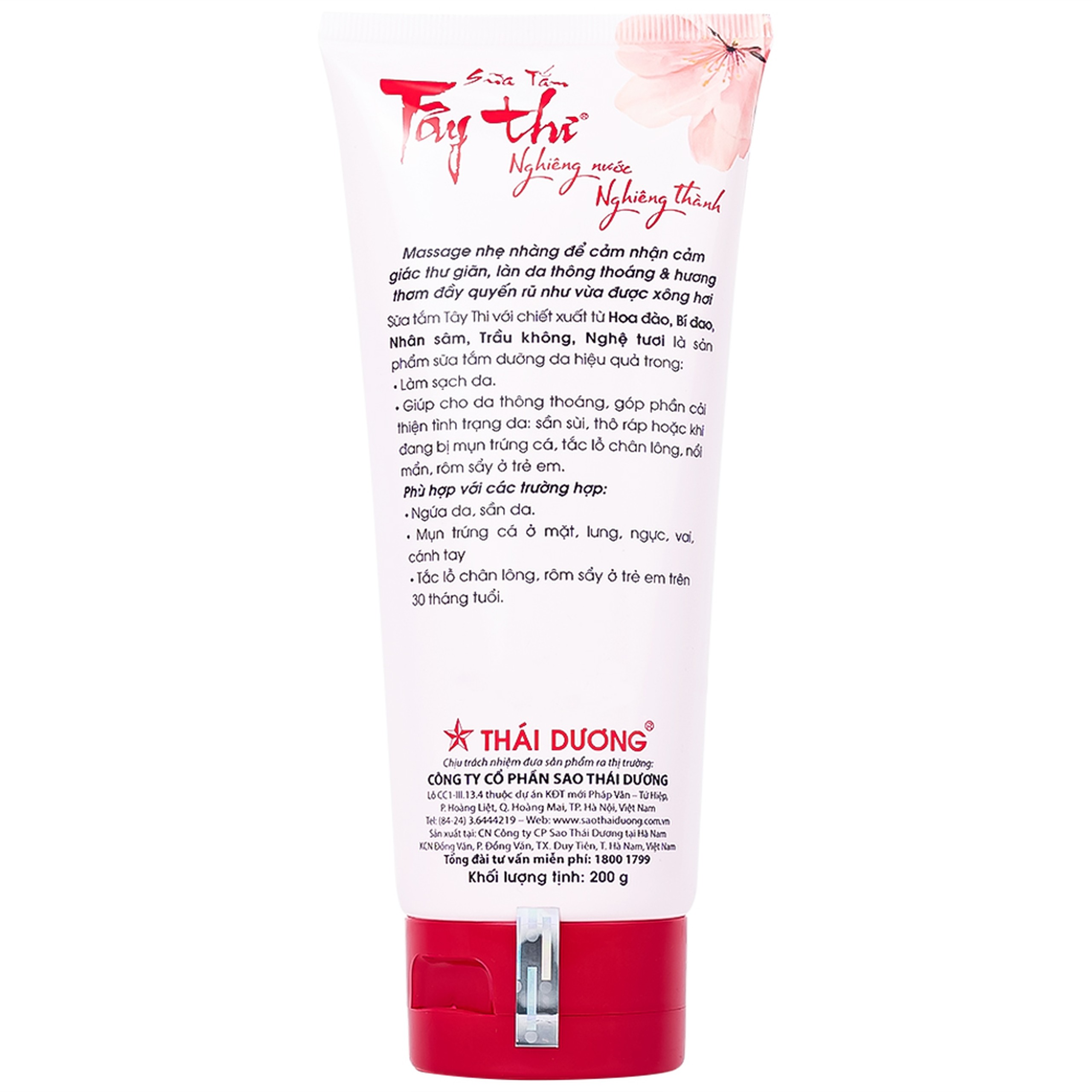 Sữa tắm Tây Thi Thái Dương giúp làm giảm tình trạng ngứa da, viêm chân lông và mụn trứng cá (200g)