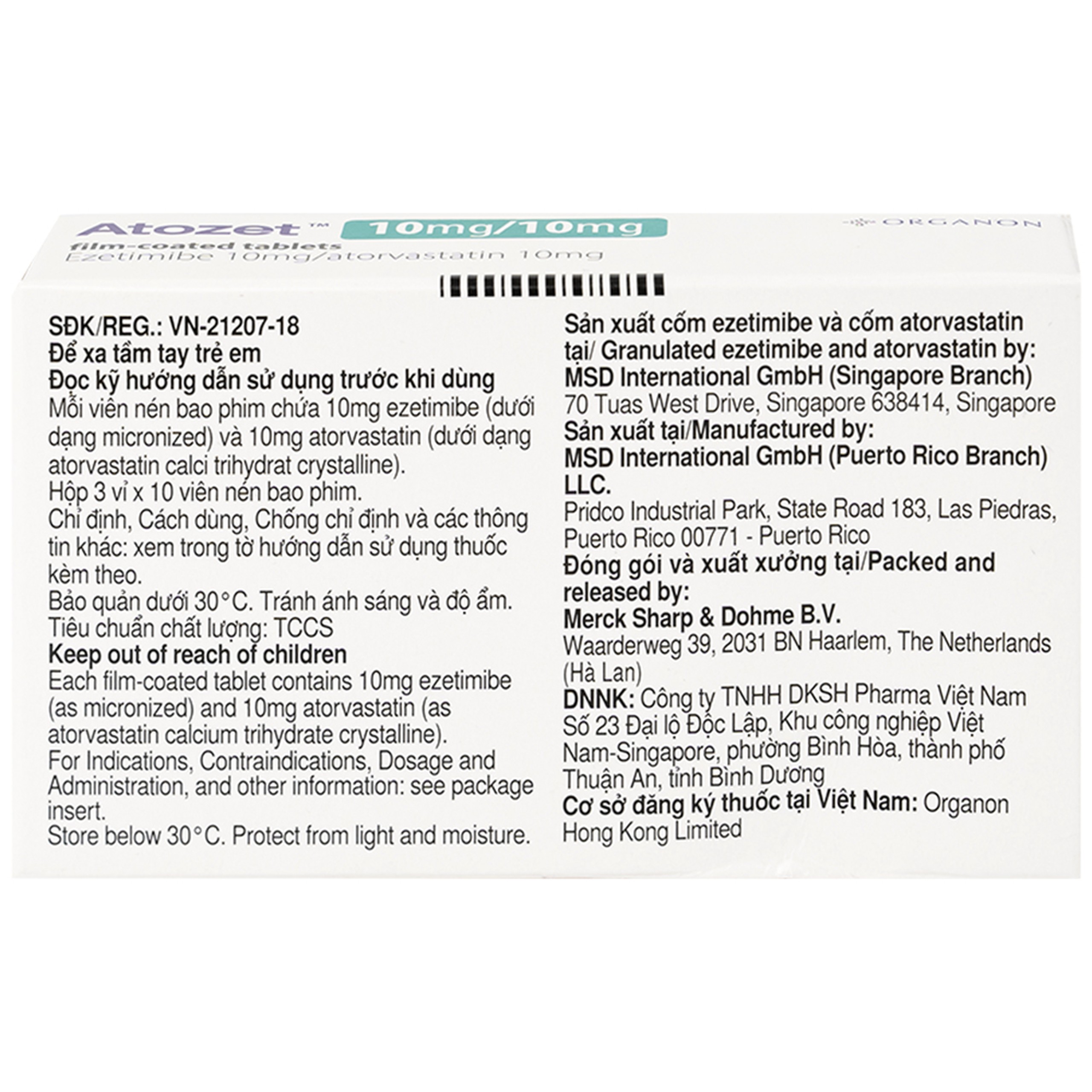 Thuốc Atozet 10mg/10mg MSD điều trị rối loạn mỡ máu, phòng ngừa các bệnh tim mạch (3 vỉ x 10 viên)