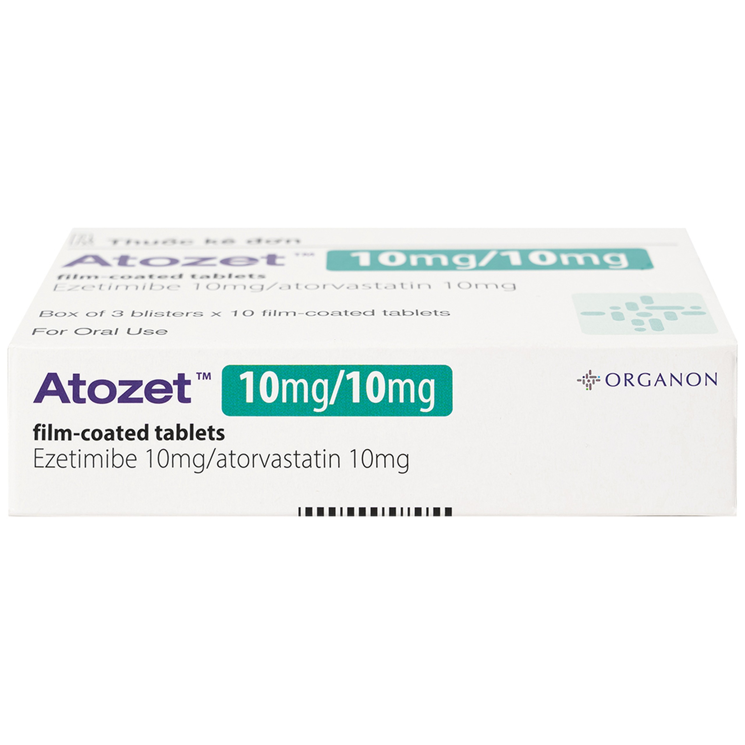 Thuốc Atozet 10mg/10mg MSD điều trị rối loạn mỡ máu, phòng ngừa các bệnh tim mạch (3 vỉ x 10 viên)