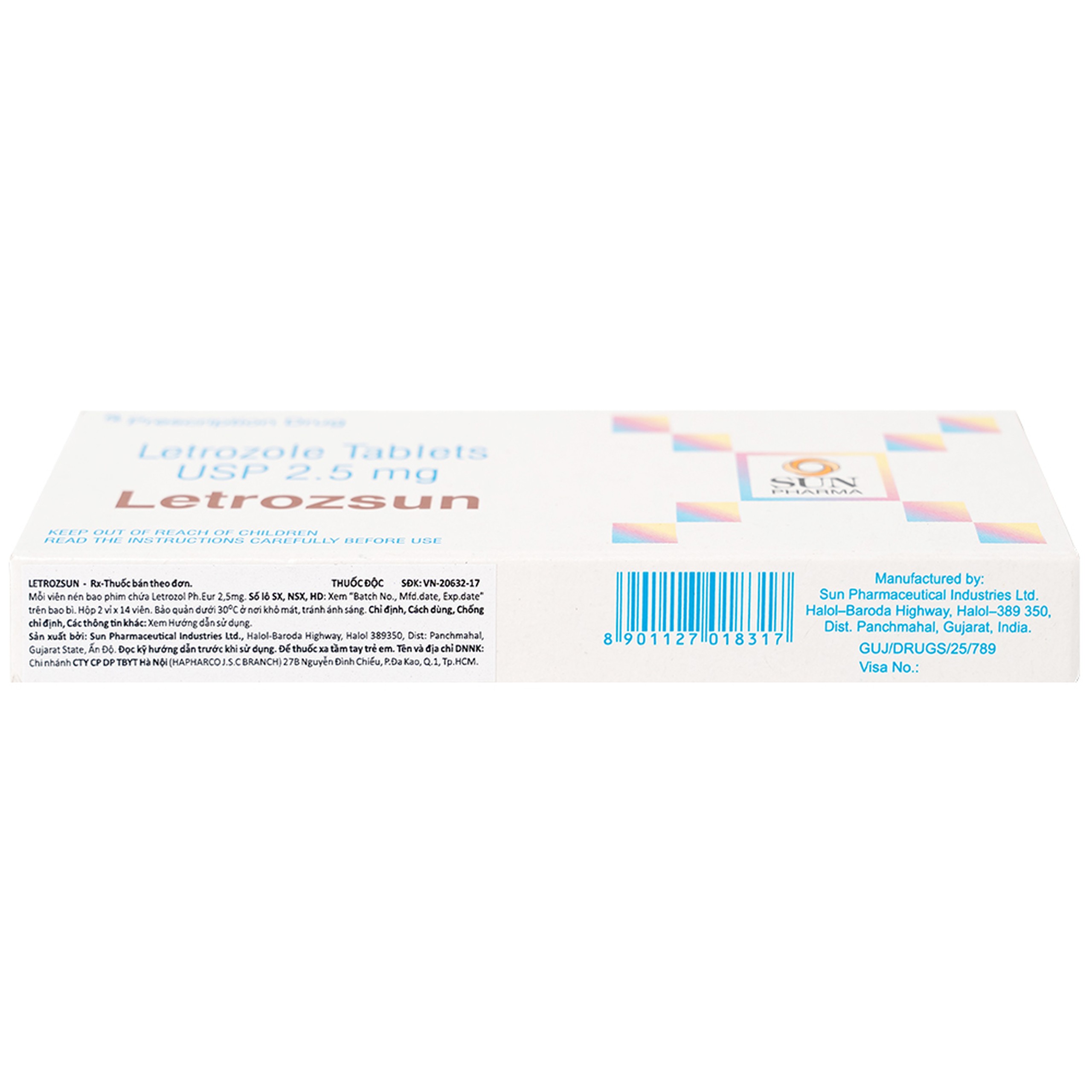 Thuốc Letrozsun 2.5mg Sun Pharma hỗ trợ điều trị ung thư vú (2 vỉ x 14 viên)