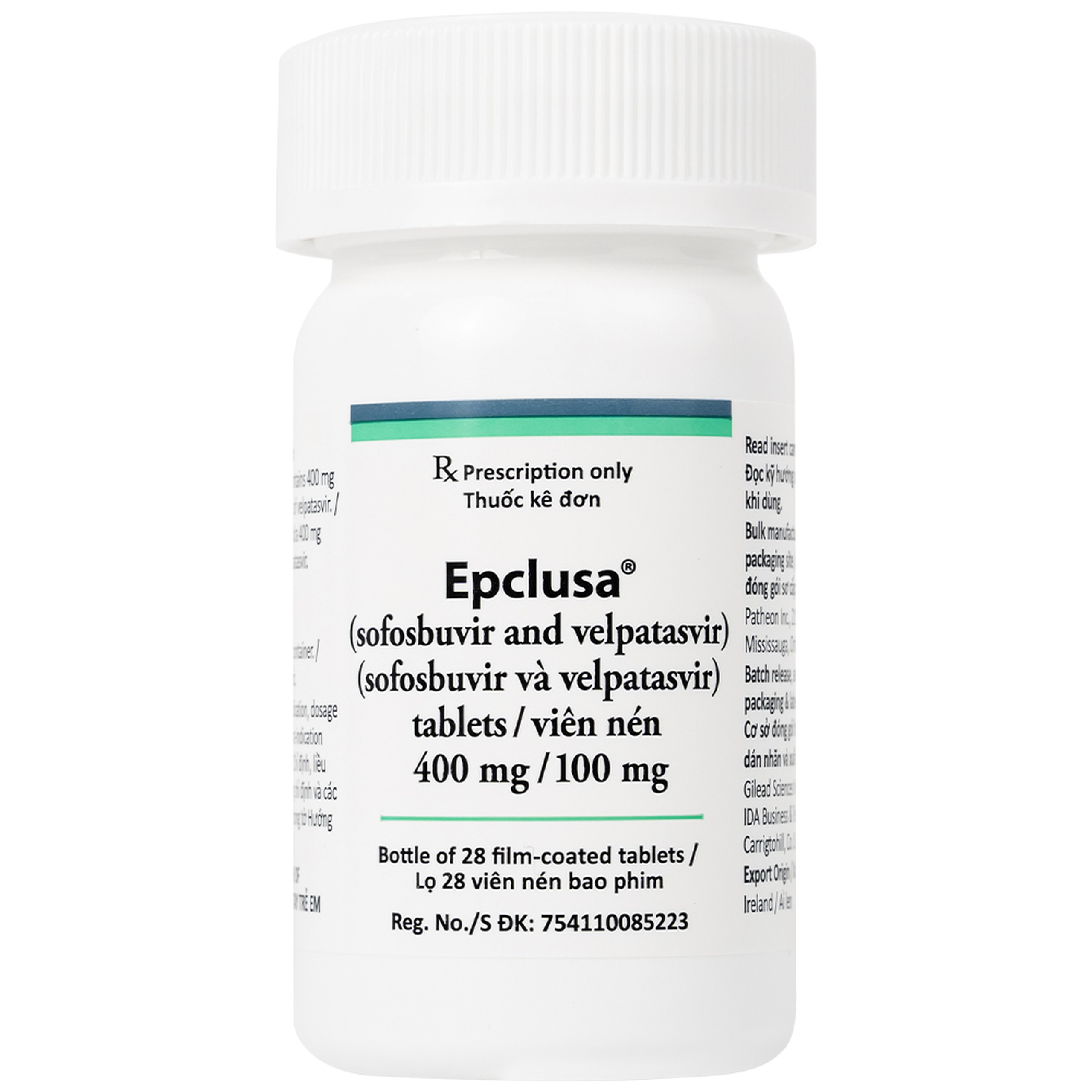 Thuốc Epclusa 400mg/100mg Gilead điều trị viêm gan C mãn tính (28 viên)