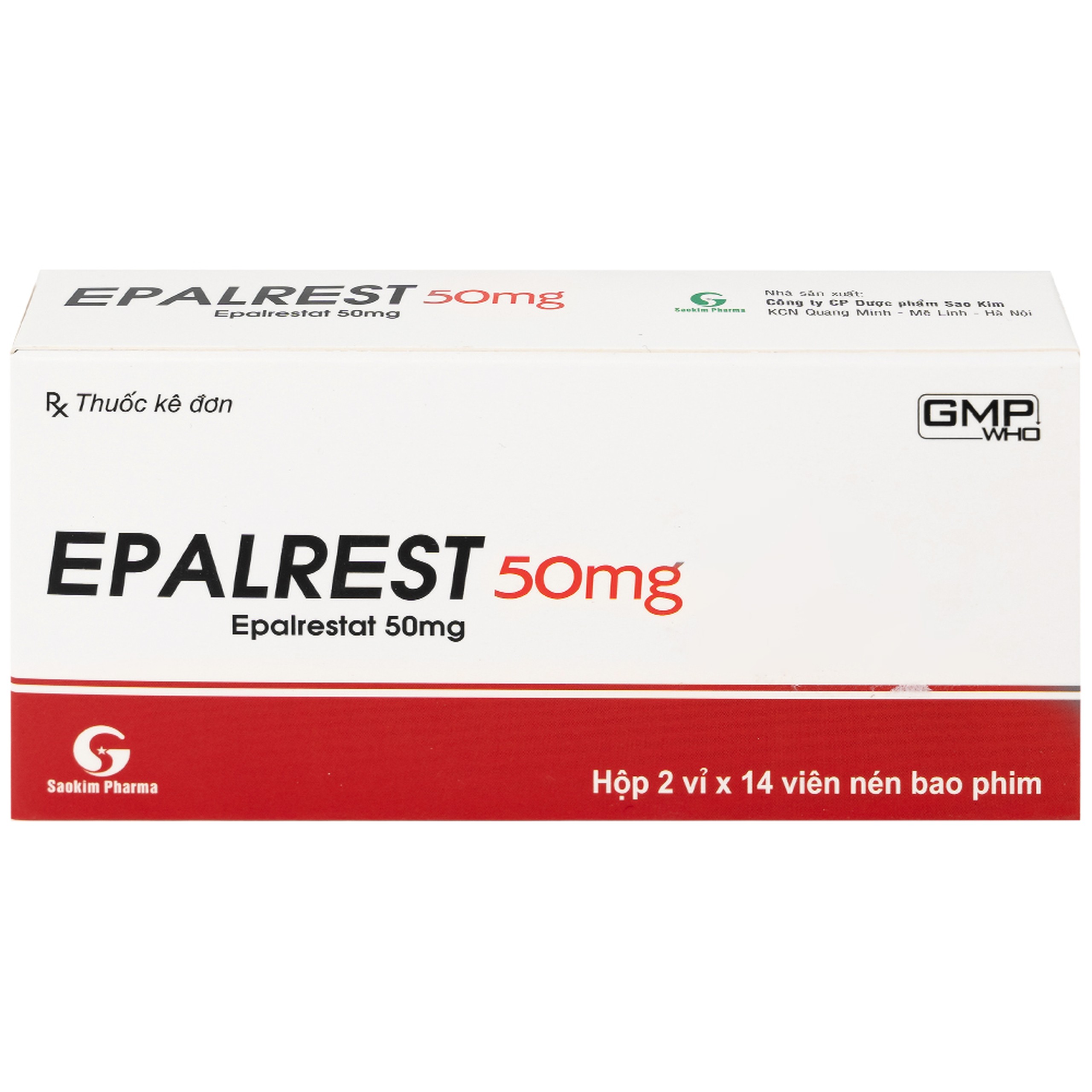 Thuốc Epalrest 50mg SaoKim Pharma phòng và điều trị biến chứng đái tháo đường (2 vỉ x 14 viên)