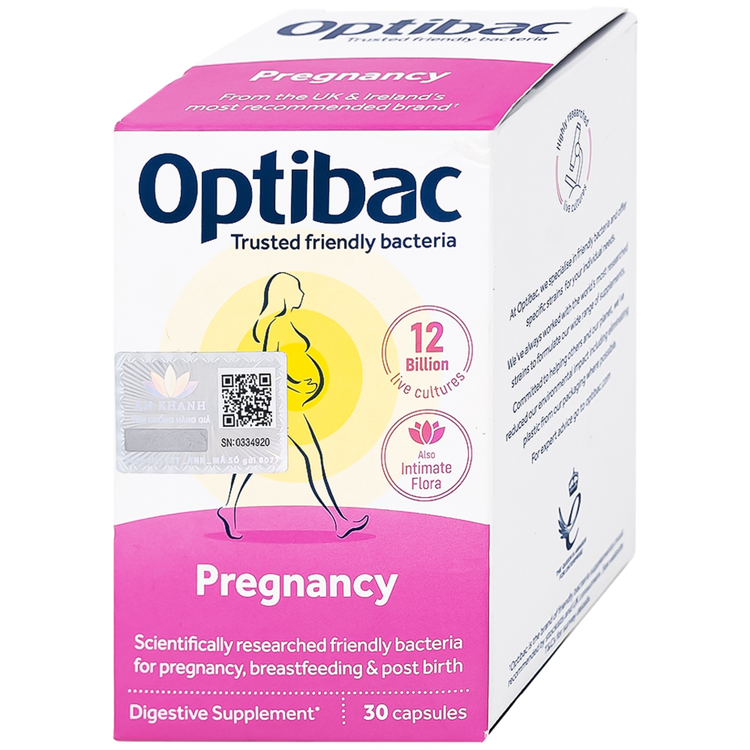 Viên uống Optibac Pregnancy bổ sung lợi khuẩn cho đường ruột, hỗ trợ tiêu hóa (30 viên)