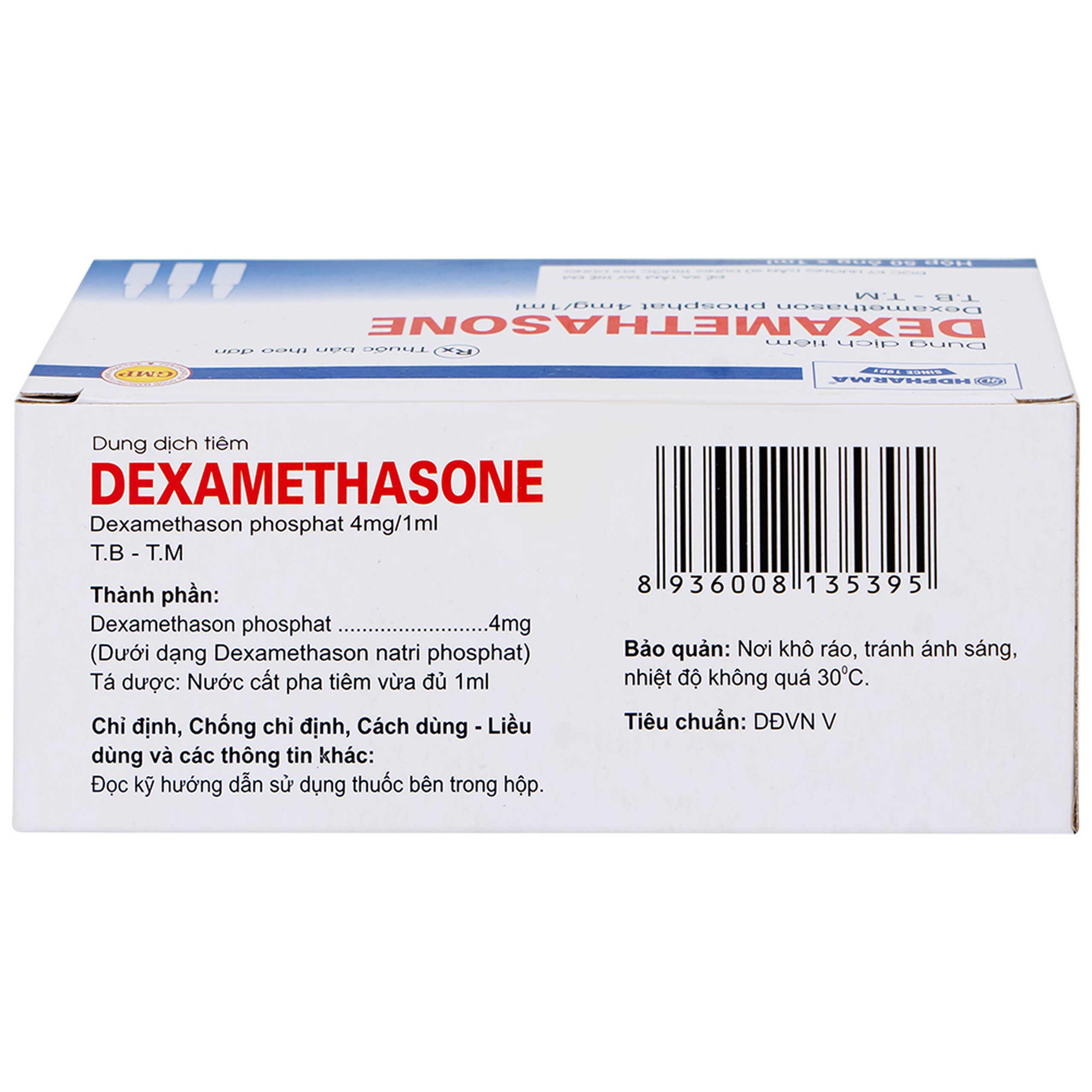 Dung dịch tiêm Dexamethasone 4mg/1ml điều trị trạng thái hen, bệnh dị ứng nặng, phản ứng sau truyền máu (50 ống)