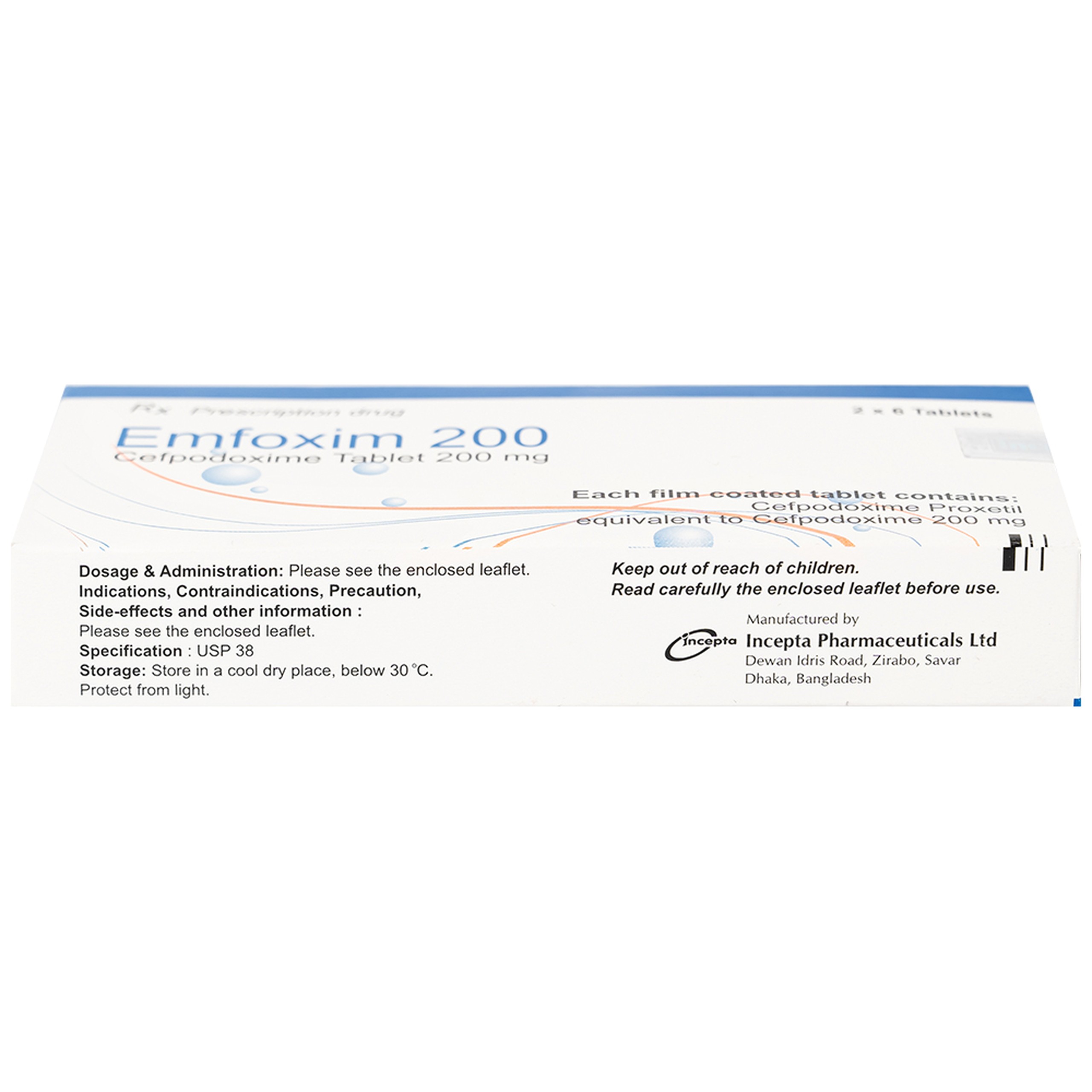 Thuốc Emfoxim 200Mg Incepta điều trị các trường hợp nhiễm khuẩn từ nhẹ đến trung bình (2 vỉ x 6 viên)