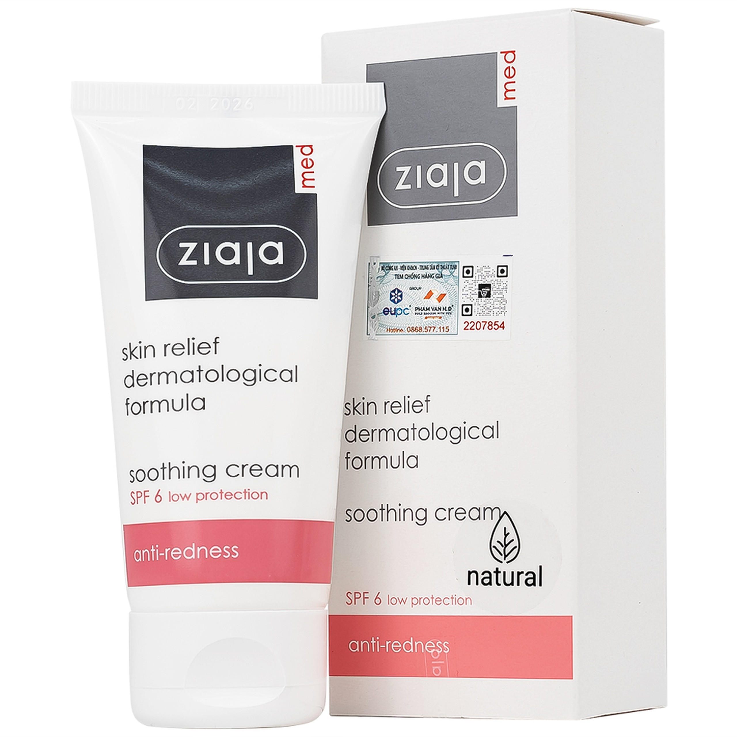 Kem bôi Ziaja Med Skin Relief Dermatological Formula Soothing Cream ngừa mẩn đỏ, làm dịu da (50ml)