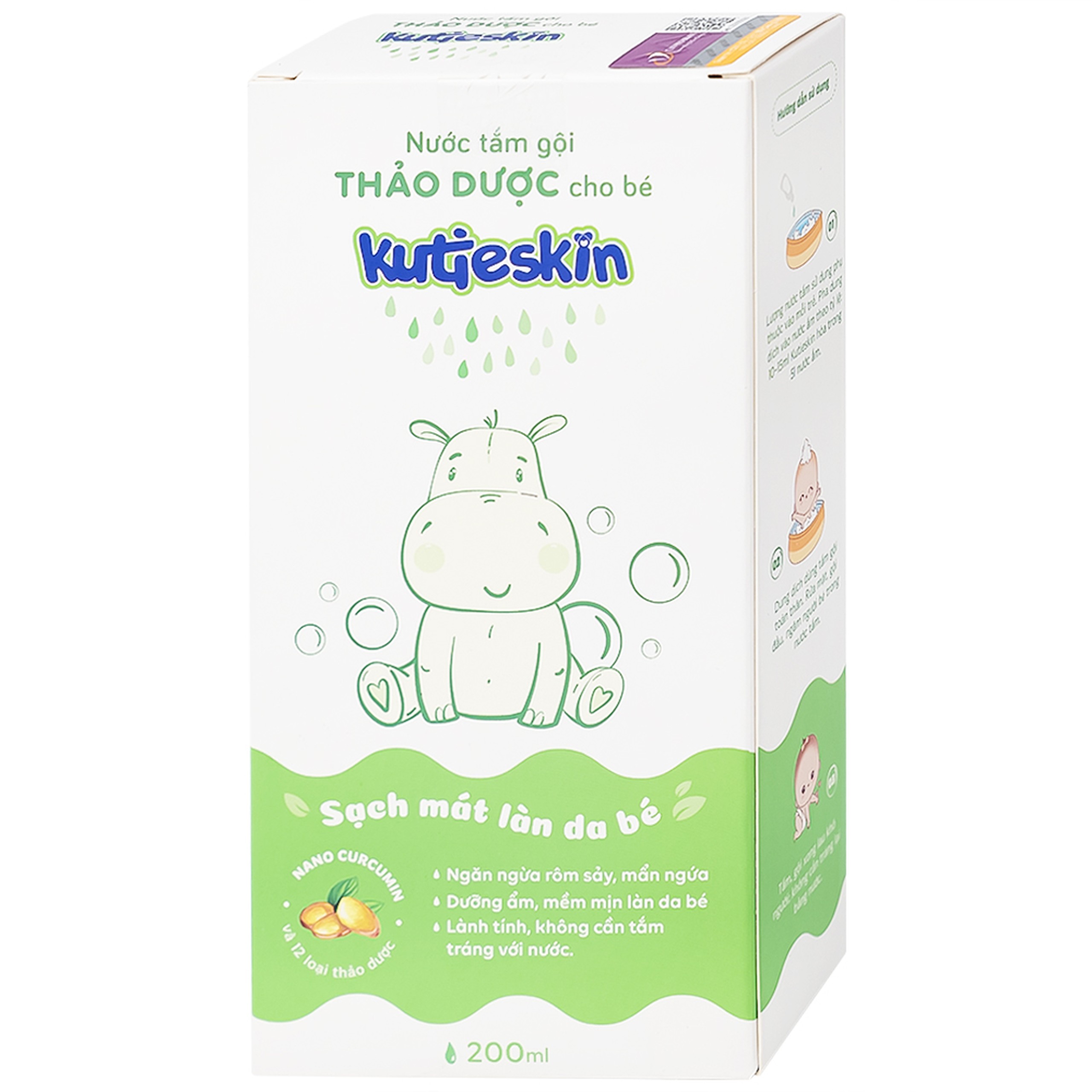 Nước tắm gội thảo dược cho bé Kutieskin làm sạch, dưỡng mềm da và tóc (200ml)