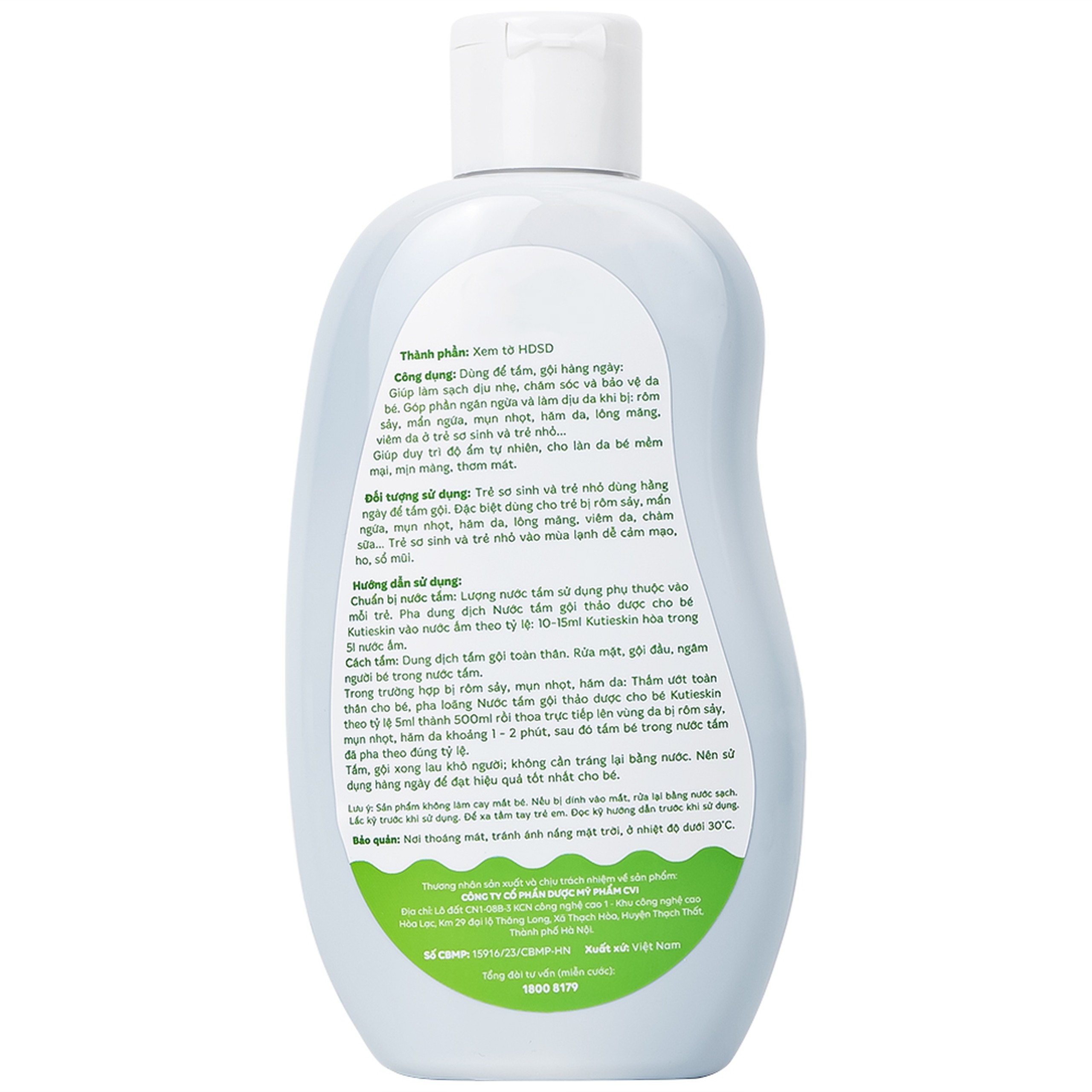 Nước tắm gội thảo dược cho bé Kutieskin làm sạch, dưỡng mềm da và tóc (200ml)