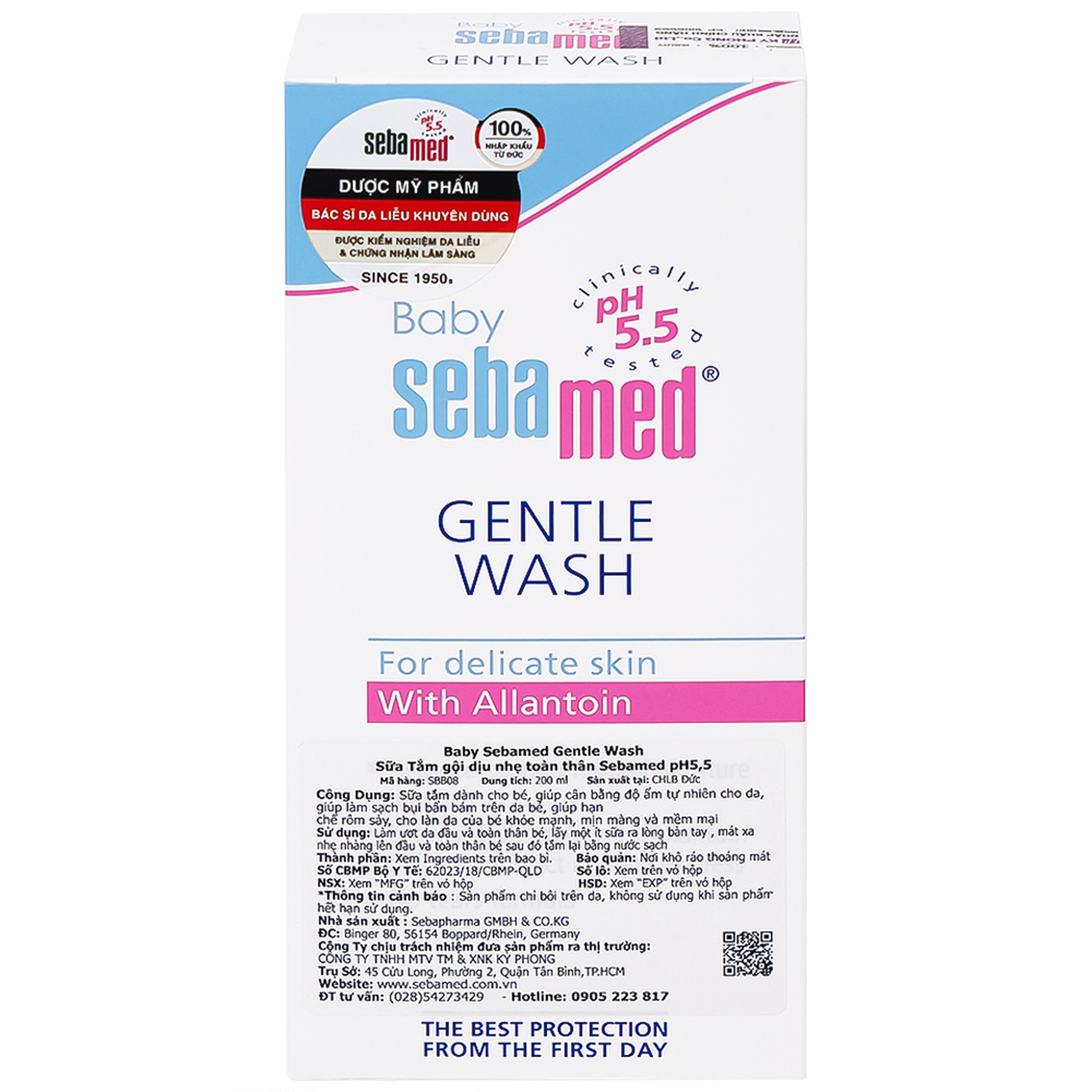 Sữa tắm gội dịu nhẹ toàn thân Baby Sebamed Gentle Wash pH5.5 giúp làm sạch bụi bẩn bám trên da bé (200ml)