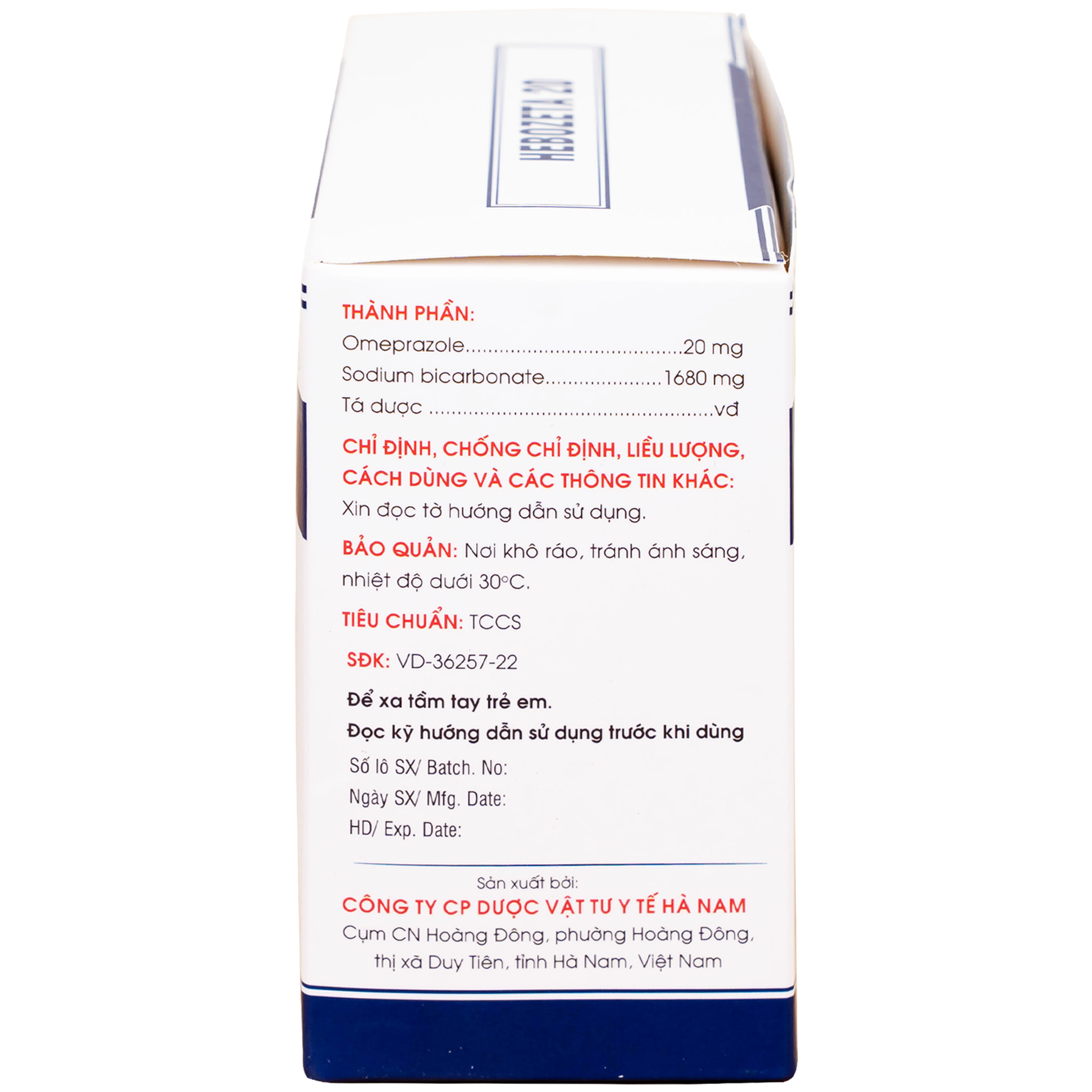 Thuốc Hebozeta 20 Hamedi điều trị ngắn hạn loét tá tràng tiến triển (30 gói)