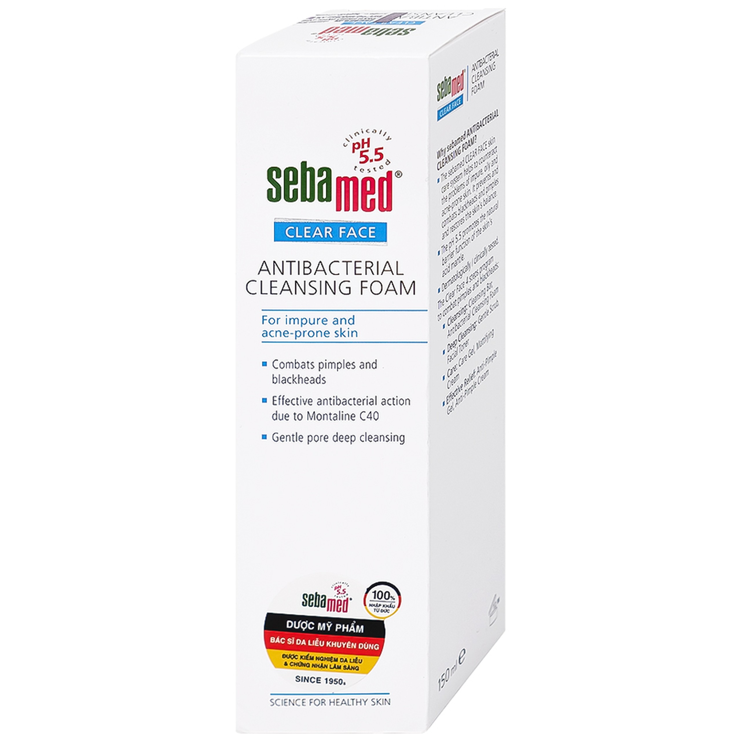 Sữa rửa mặt Clear Face Antibacterial Cleansing Foam Sebamed giúp làm sạch bụi bẩn, bã nhờn và tế bào da chết (150ml)