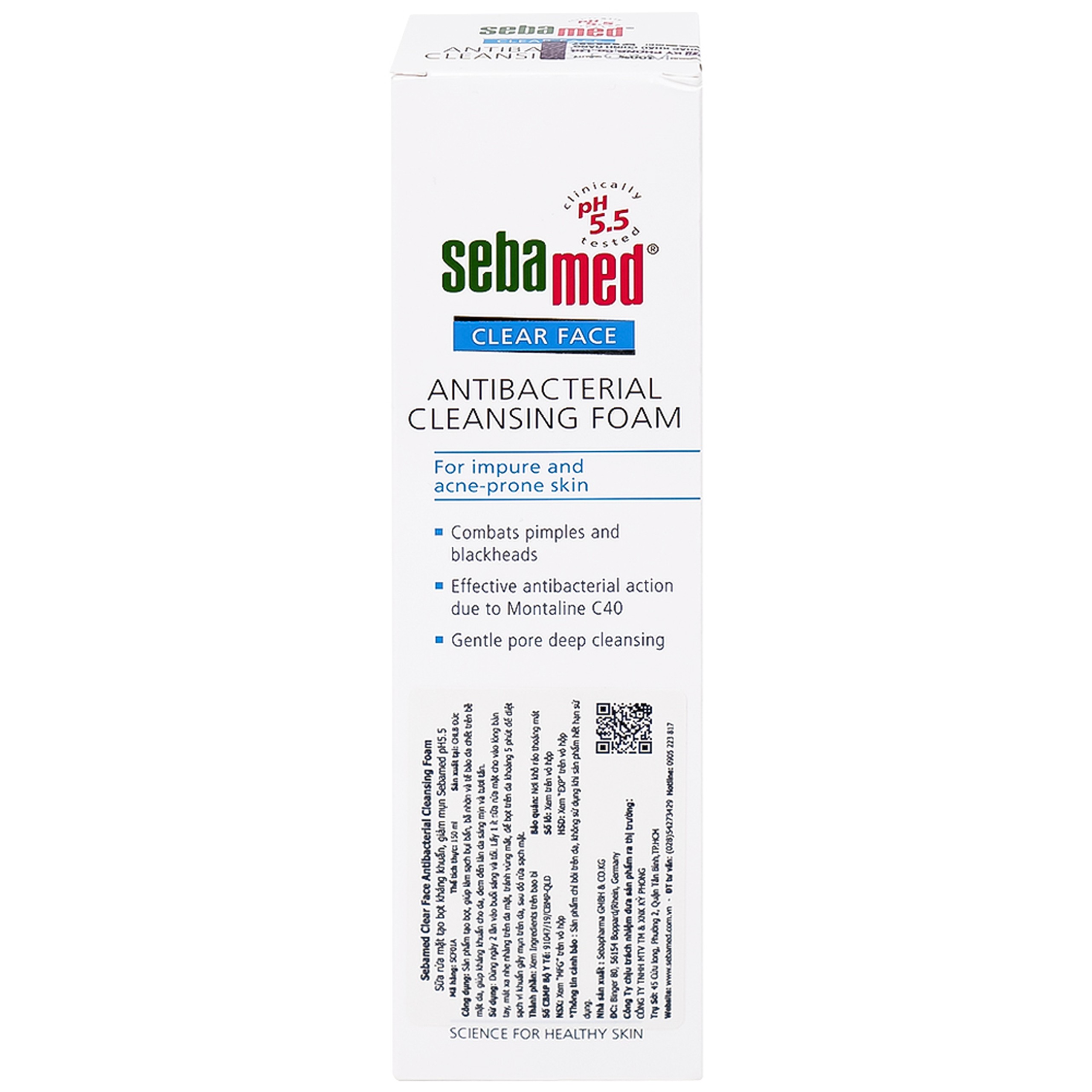 Sữa rửa mặt Clear Face Antibacterial Cleansing Foam Sebamed giúp làm sạch bụi bẩn, bã nhờn và tế bào da chết (150ml)