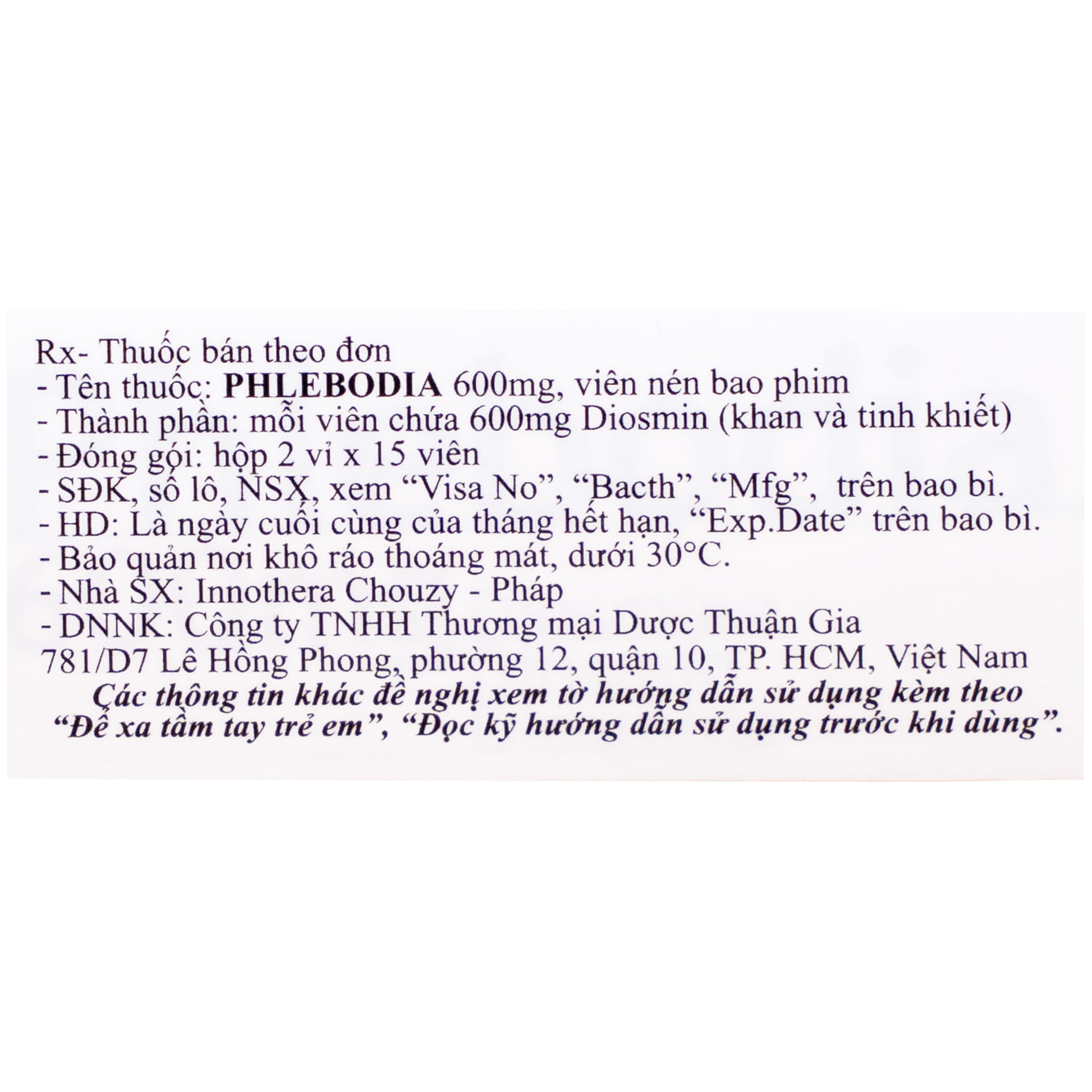 Thuốc Phlebodia 600mg Innothera điều trị trĩ cấp tính, suy tuần hoàn (2 vỉ x 15 viên)