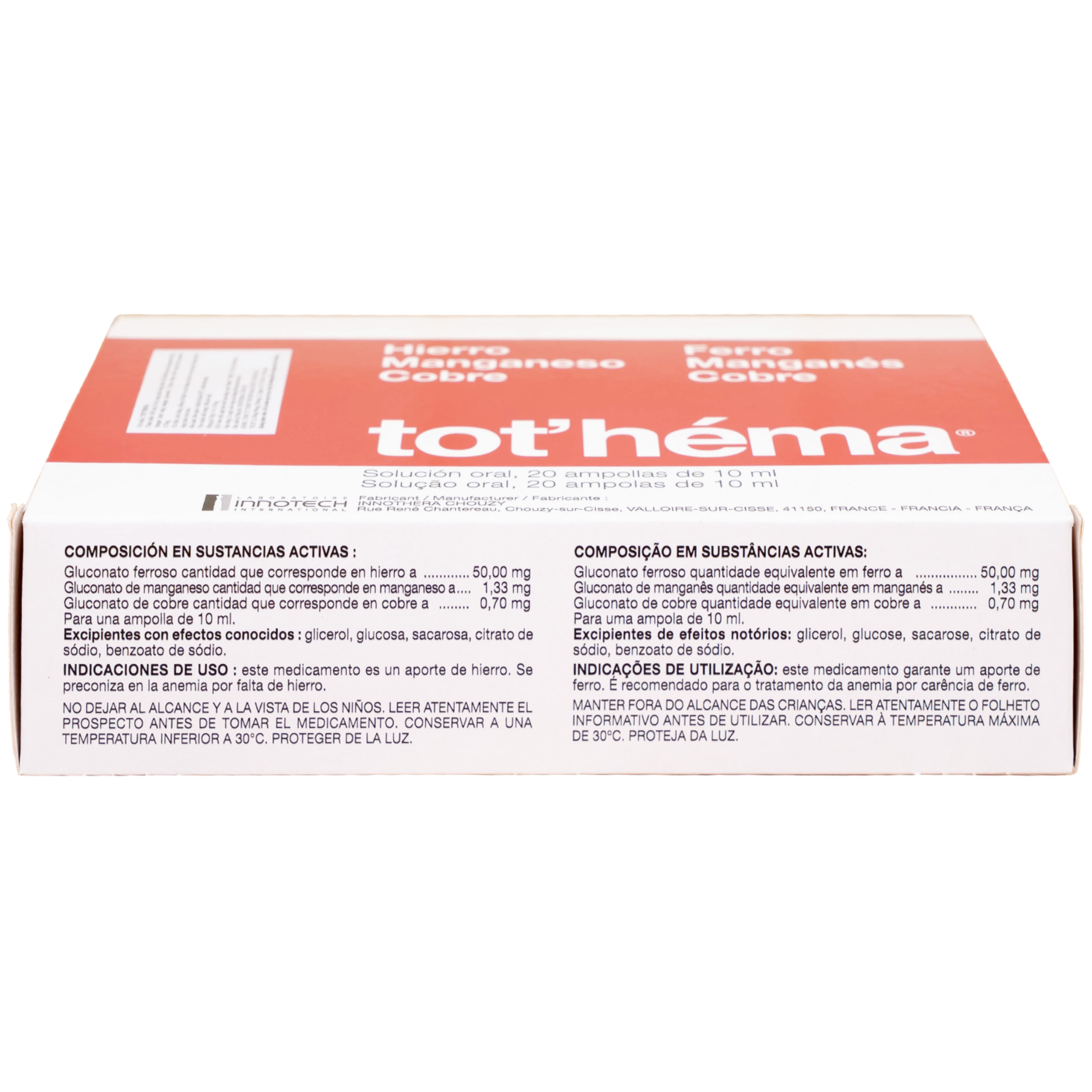 Dung dịch Tot'héma Innothera điều trị thiếu máu do sắt (2 vỉ x 10 ống x 10ml)