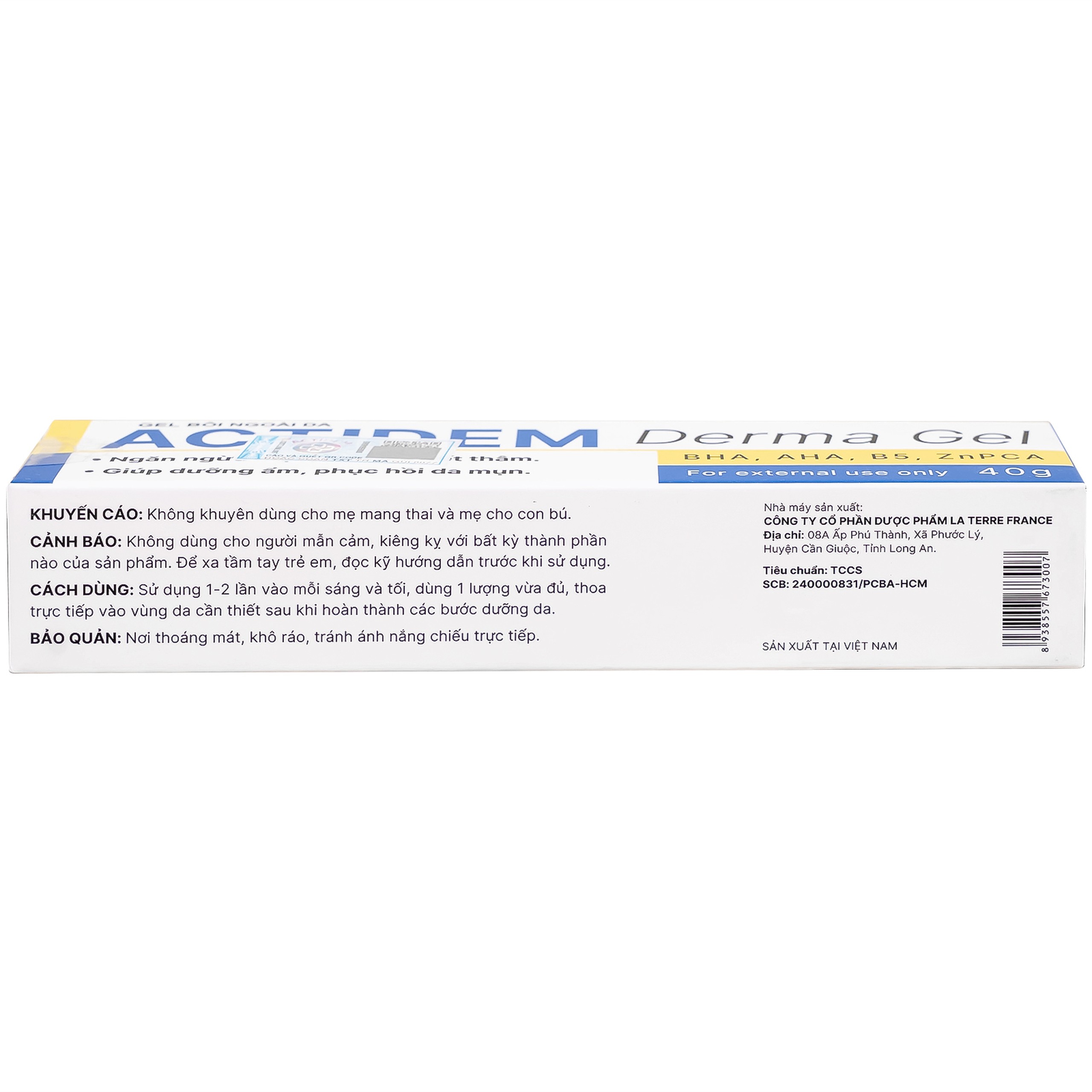 Gel Actidem Derma giúp ngăn ngừa mụn, làm mờ vết thâm (40g)