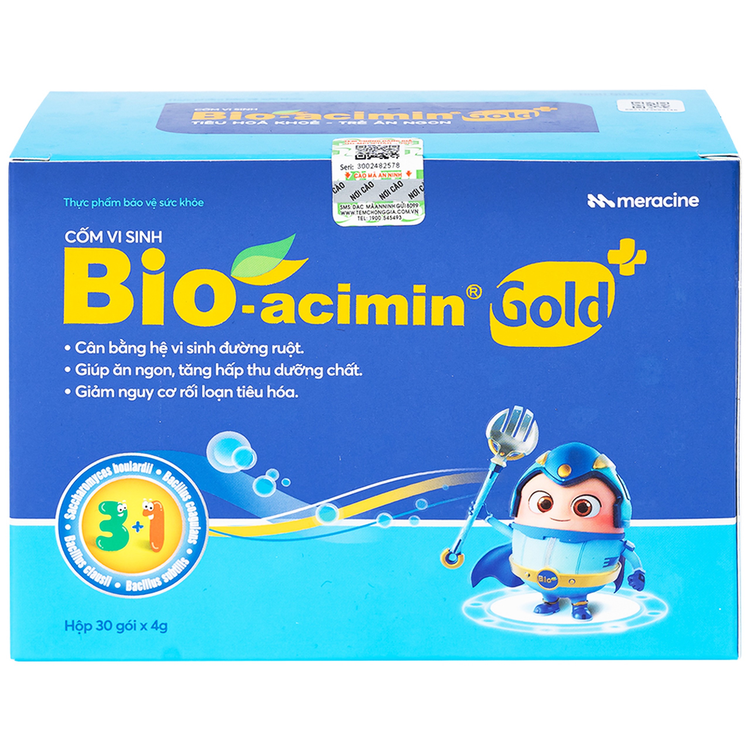 Cốm vi sinh Bioacimin Gold Meracine cân bằng hệ vi sinh đường ruột, giảm nguy cơ rối loạn tiêu hóa (30 gói)