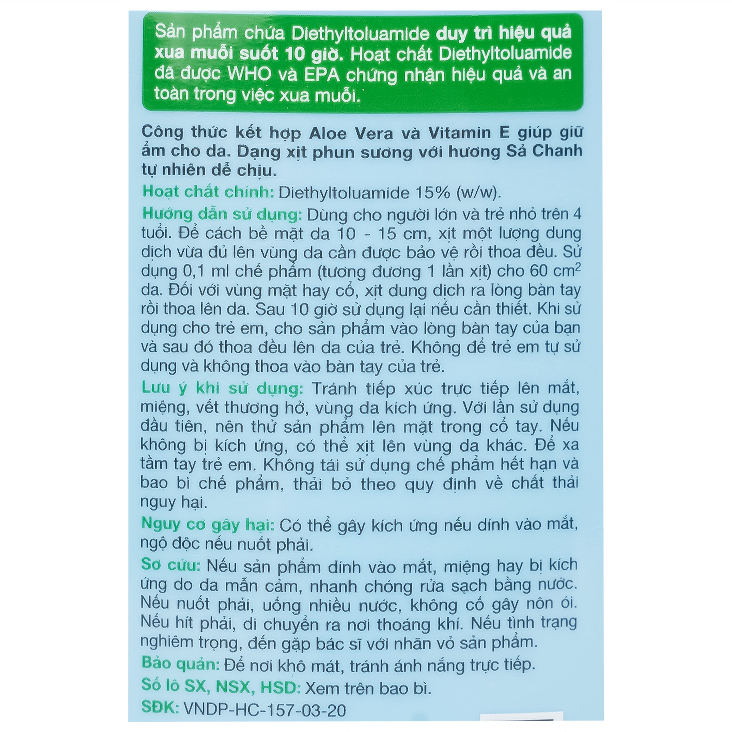 Xịt chống muỗi Remos hương sả chanh xua muỗi suốt 10 giờ (150ml)